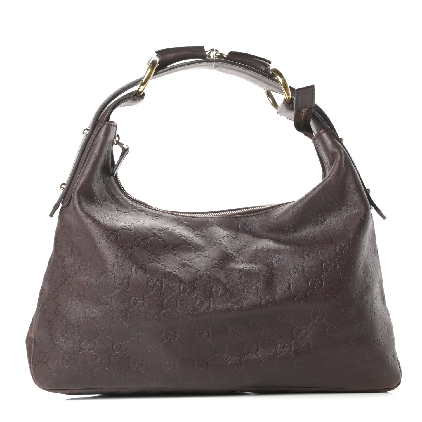 Guccissima Medium Horsebit Chain Hobo Dark Brown