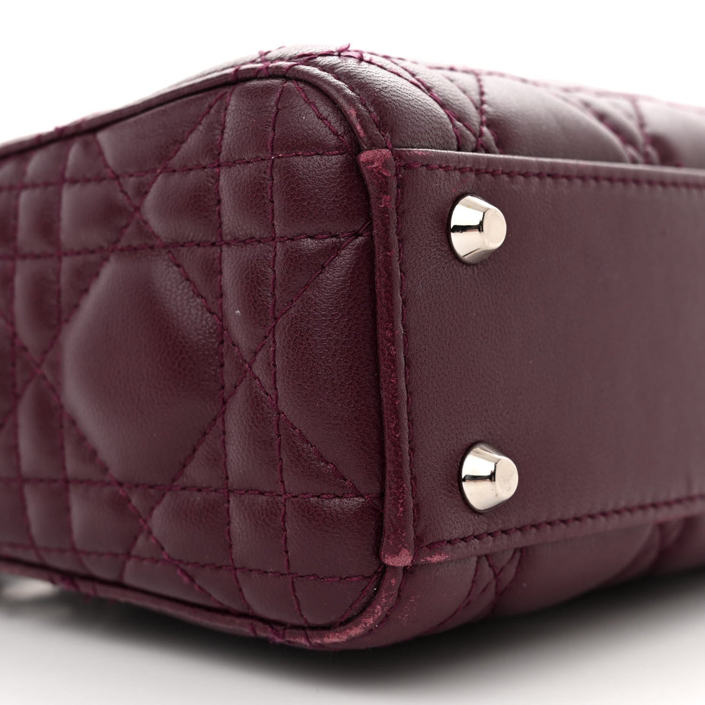 Lambskin Cannage Crystal Mini Lady Dior Plum