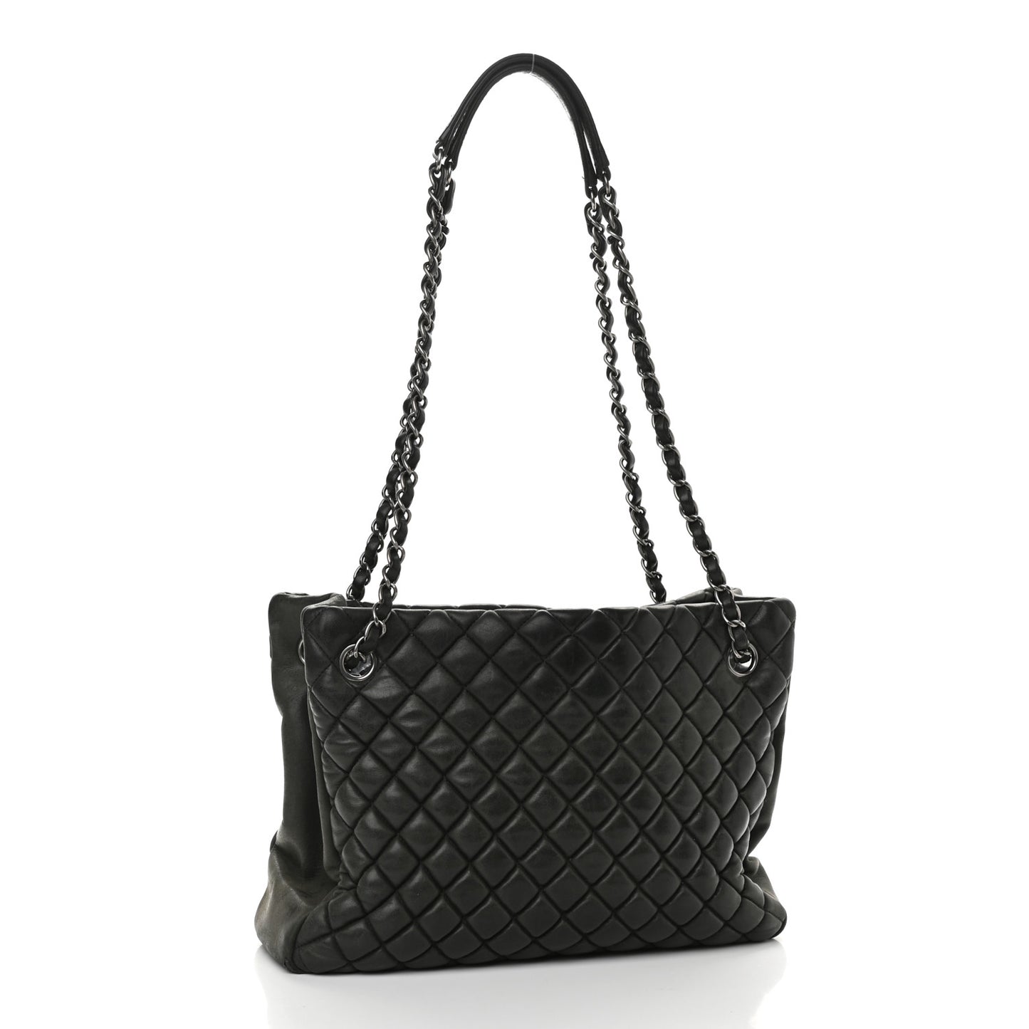 Lambskin Quilted Medium New Bubble North South Tote Black