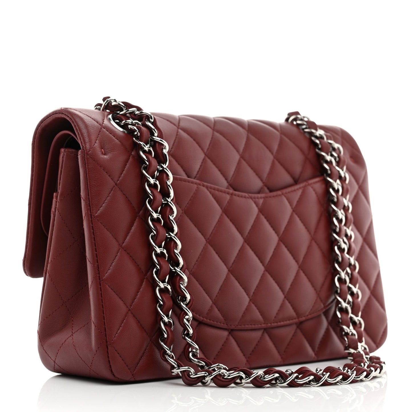 Lambskin Quilted Medium Double Flap Burgundy