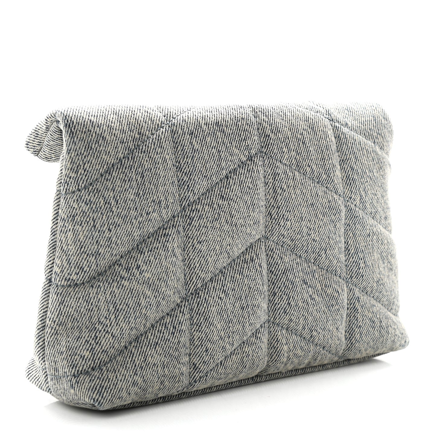 Denim Quilted Monogram Loulou Puffer Pouch Clutch Blue Gray Light Azur