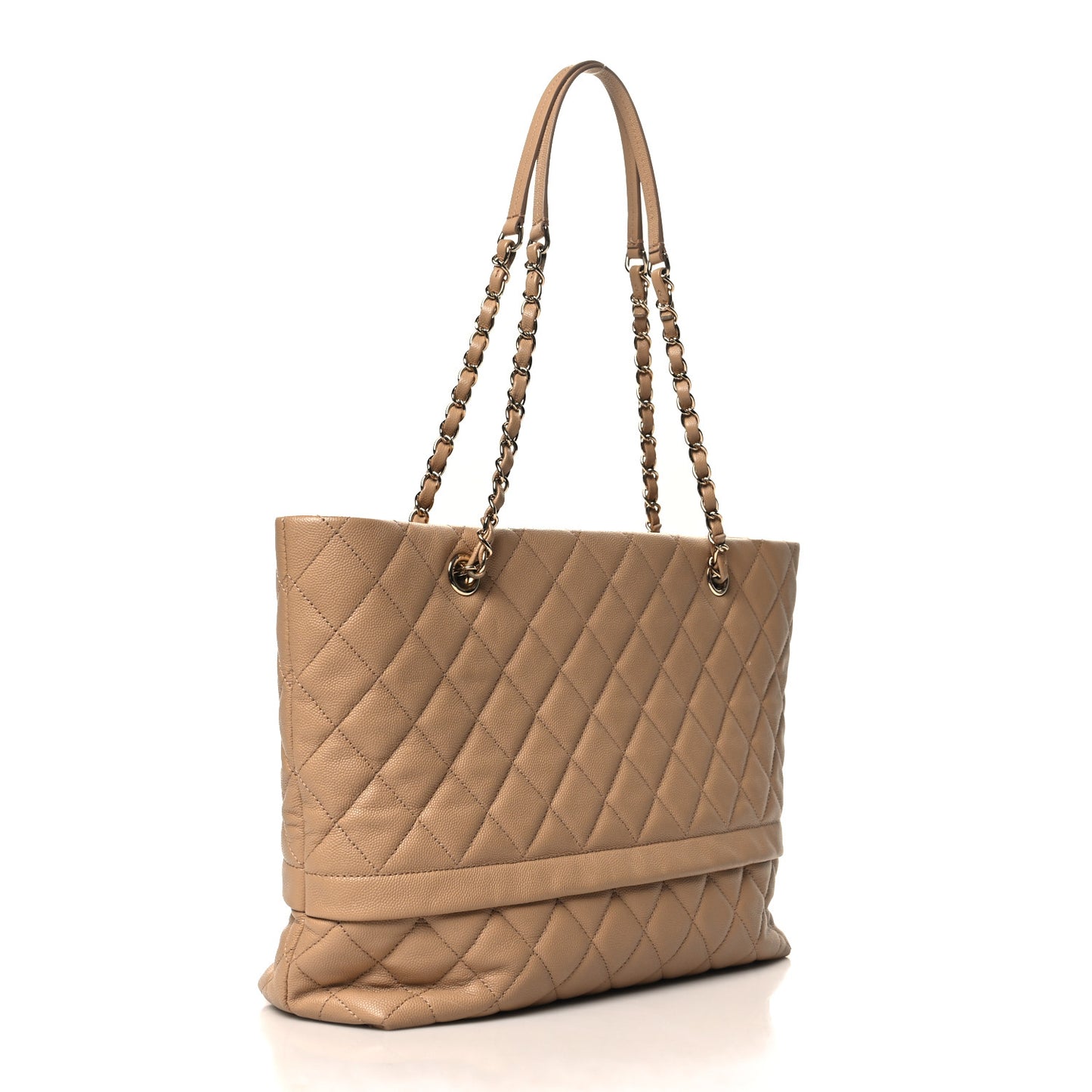 Caviar Quilted Rolled Up Tote Beige