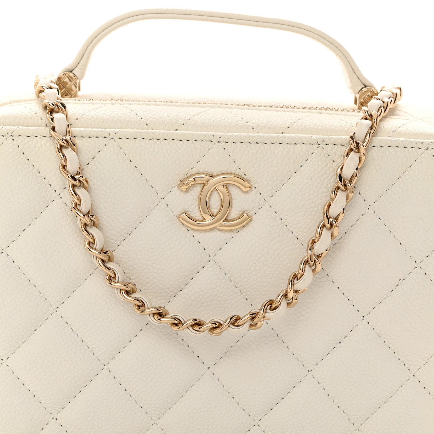 Caviar Quilted Top Handle Vanity Case White