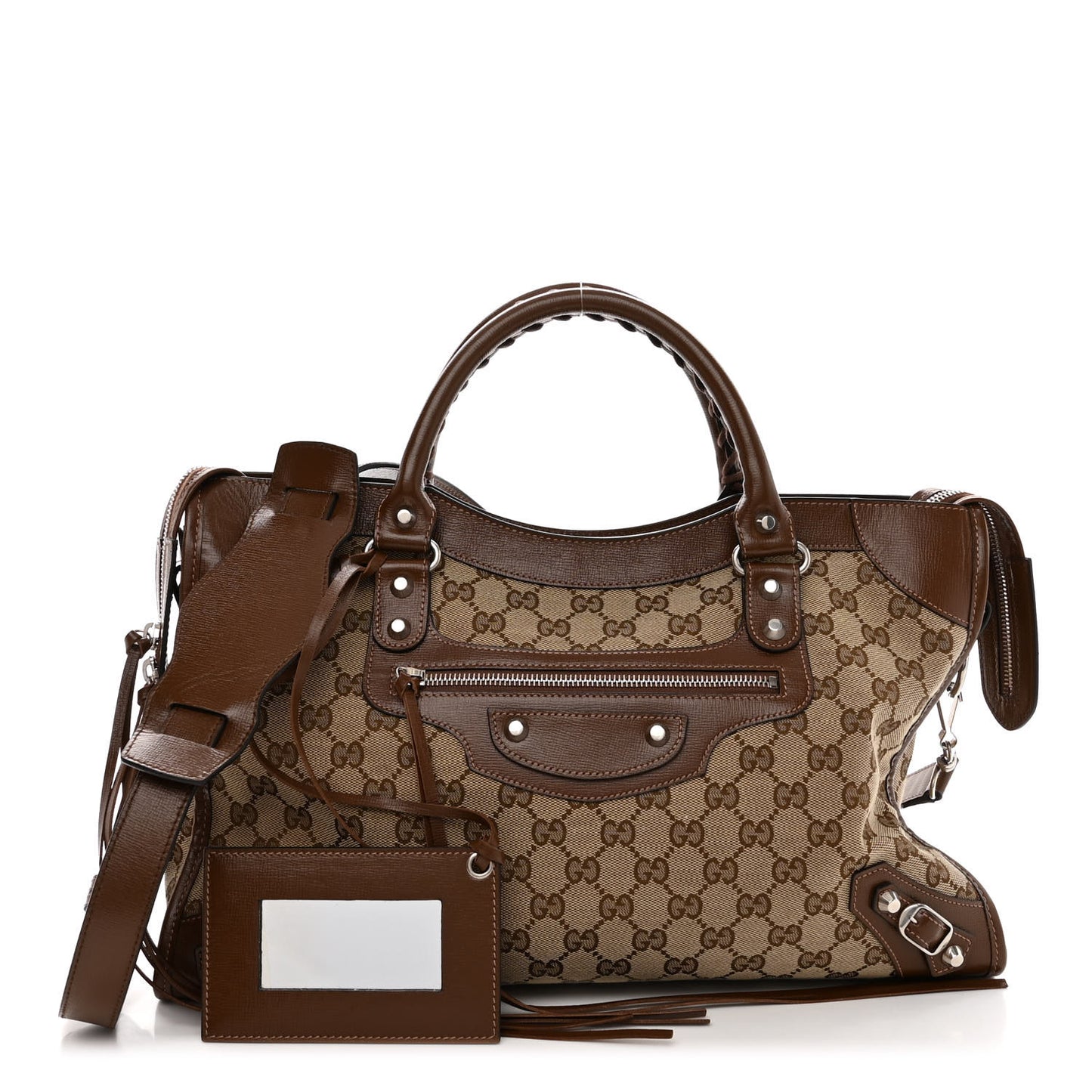 X GUCCI GG Monogram Azalea Calfskin Neo Classic Silver Hardware Medium City Beige Ebony Brown Sugar