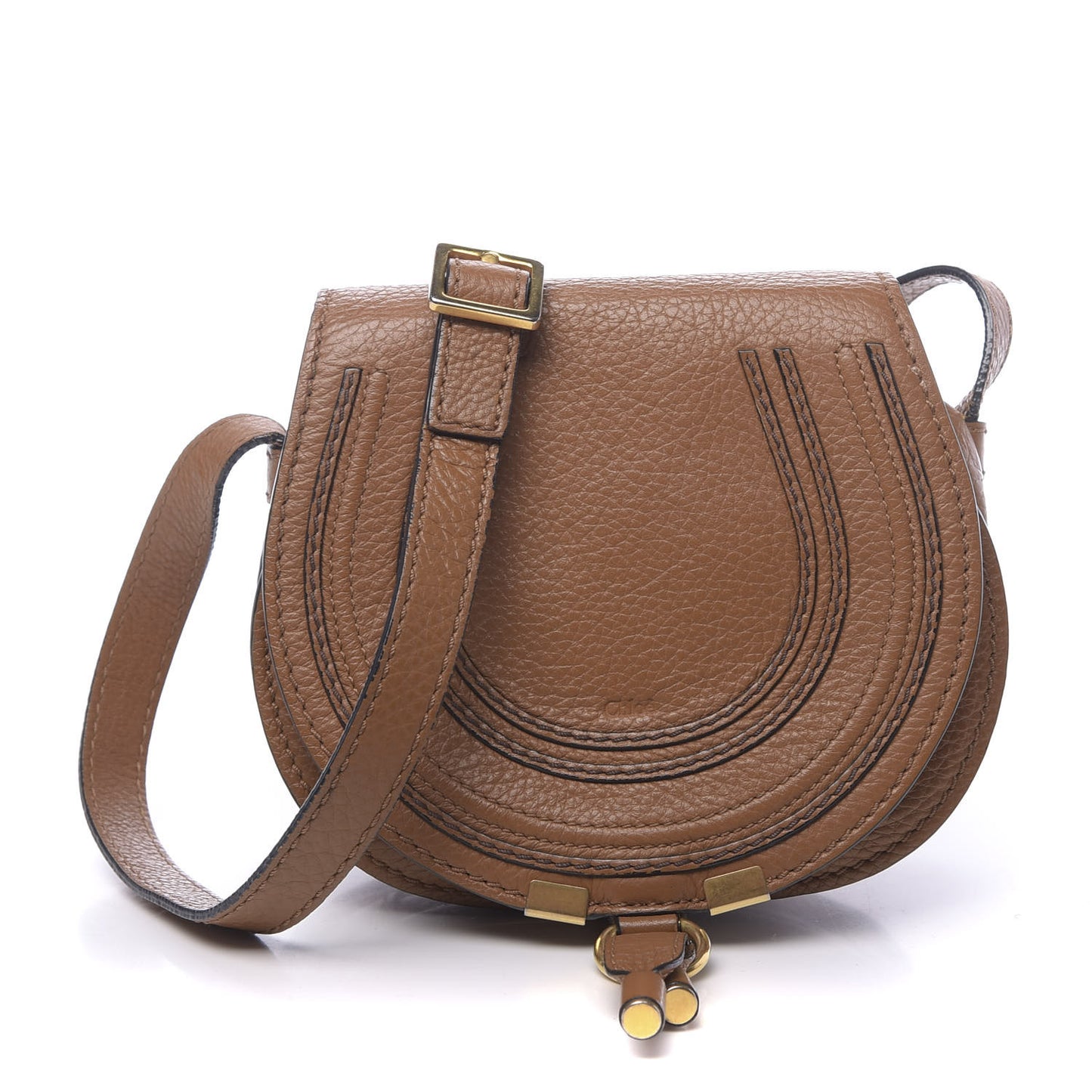 Calfskin Mini Marcie Round Crossbody Bag Tan