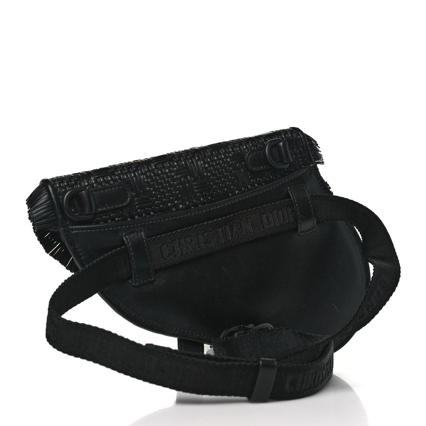 Calfskin Braided Saddle Belt Bag Black