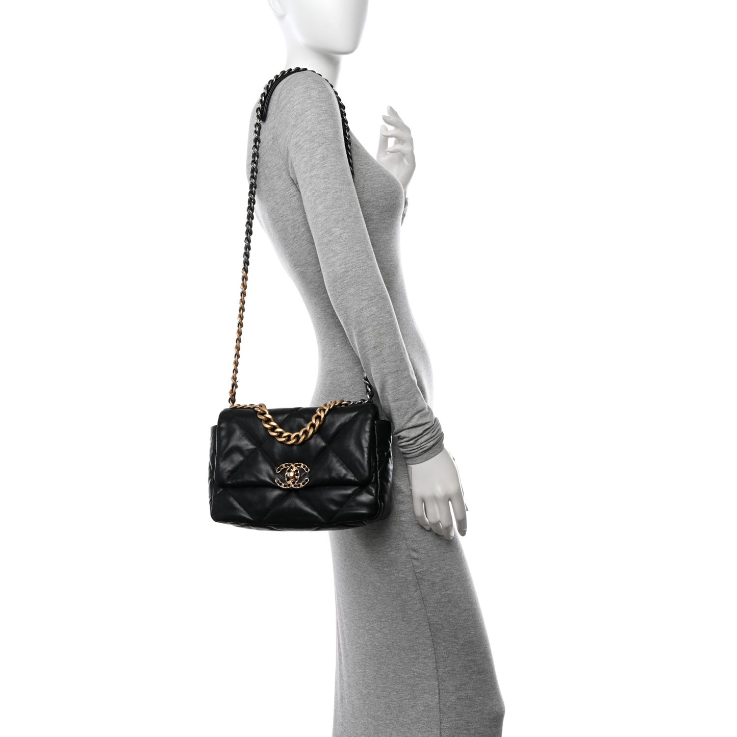 Goatskin Quilted Medium Chanel 19 Flap Black