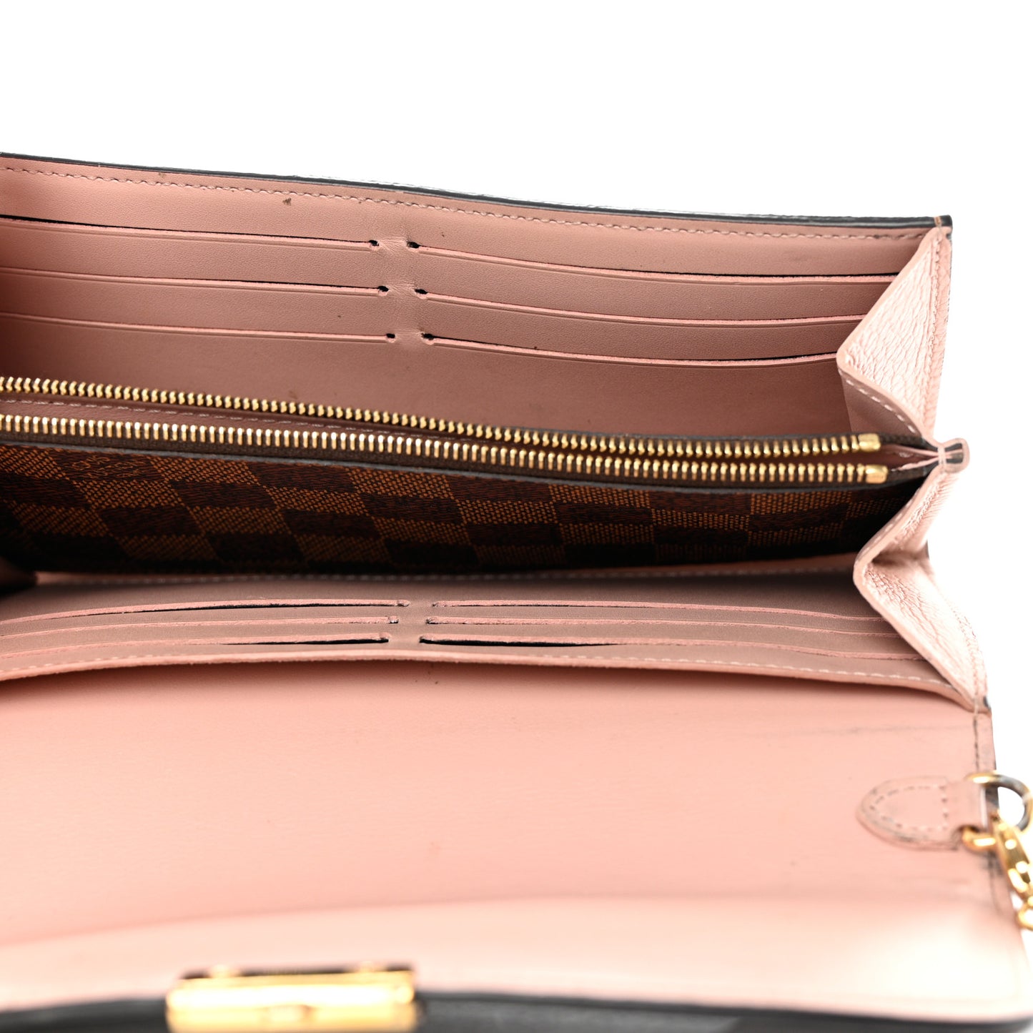 Damier Ebene Croisette Chain Wallet Rose Ballerine