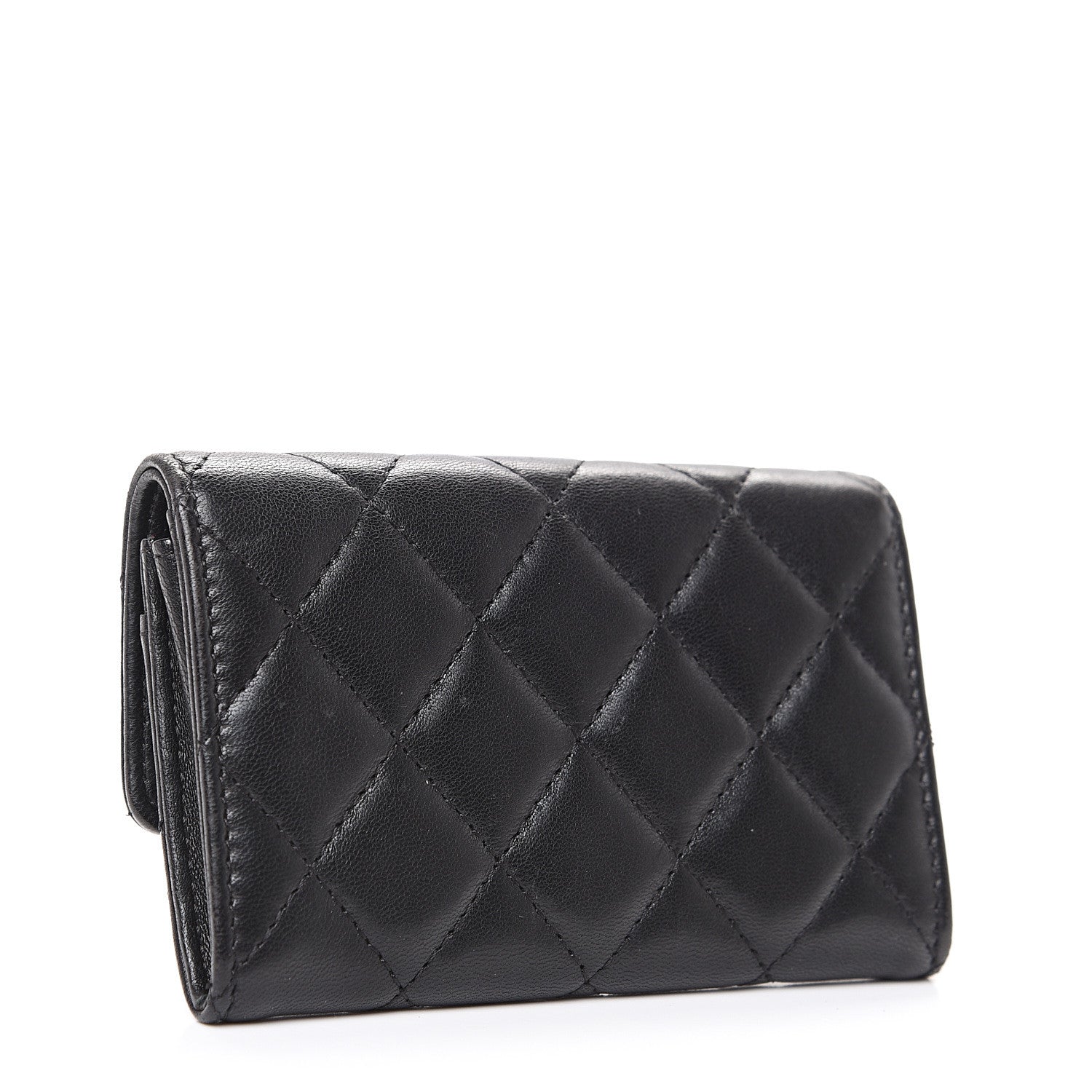 Chanel Lambskin Quilted Flap Card Holder Black 2 of 9