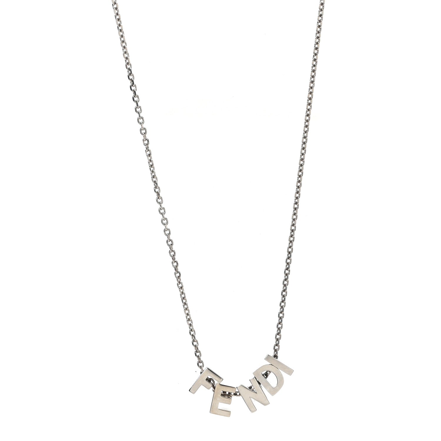 Fendi Metal Logo Charm Necklace Silver 1783318 – FASHIONPHILE