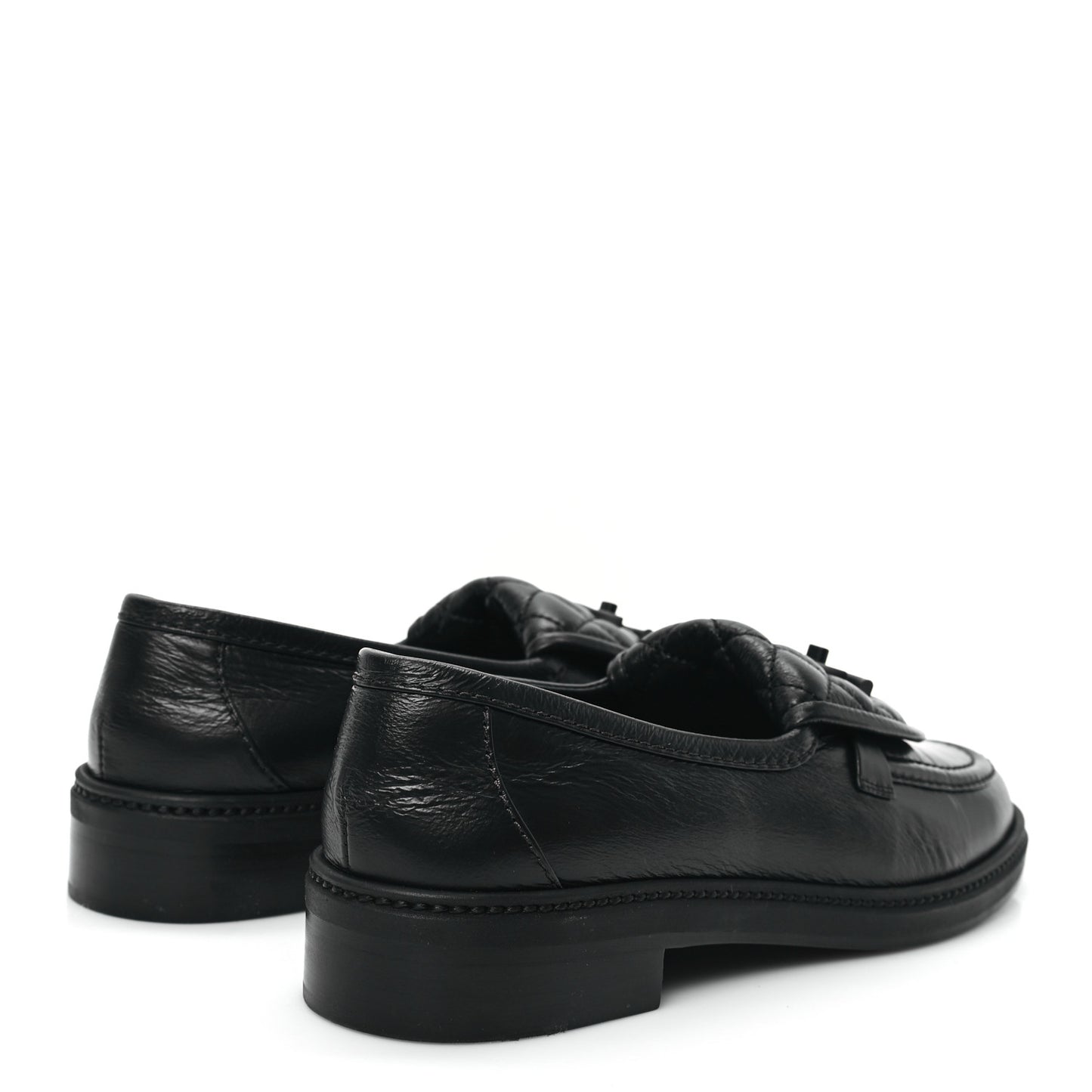 Crumpled Lambskin Quilted CC Turnlock Loafers 39 Black