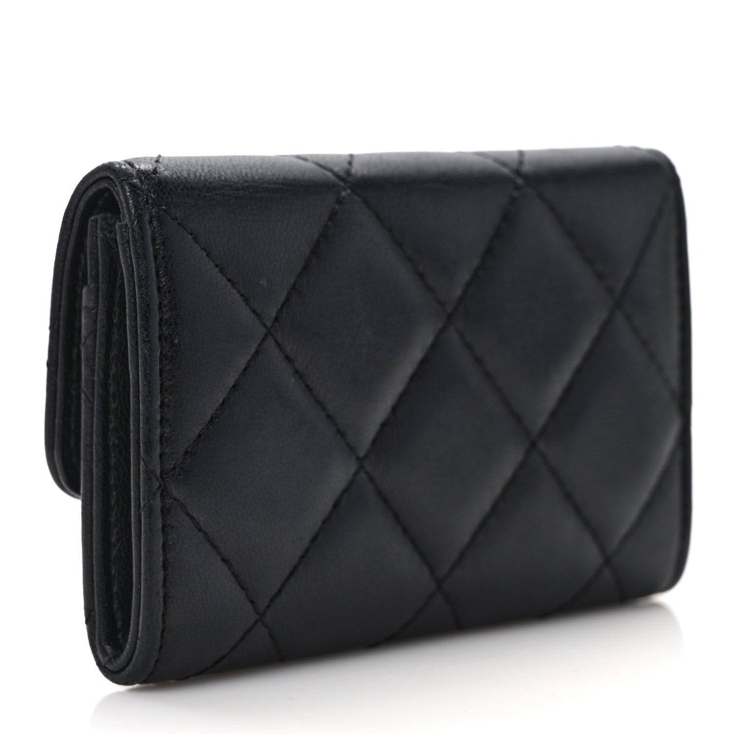 Chanel Lambskin Quilted Small Graffiti Compact Wallet Black 3 of 10