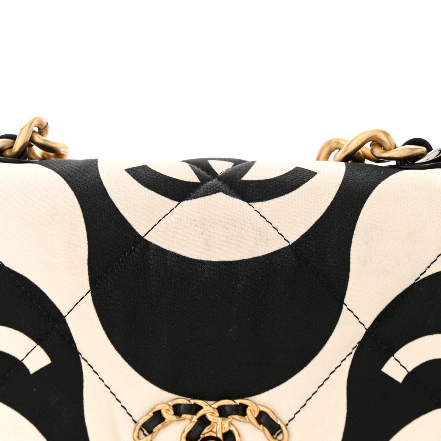 Fabric Printed Medium Chanel 19 Flap Black Ecru