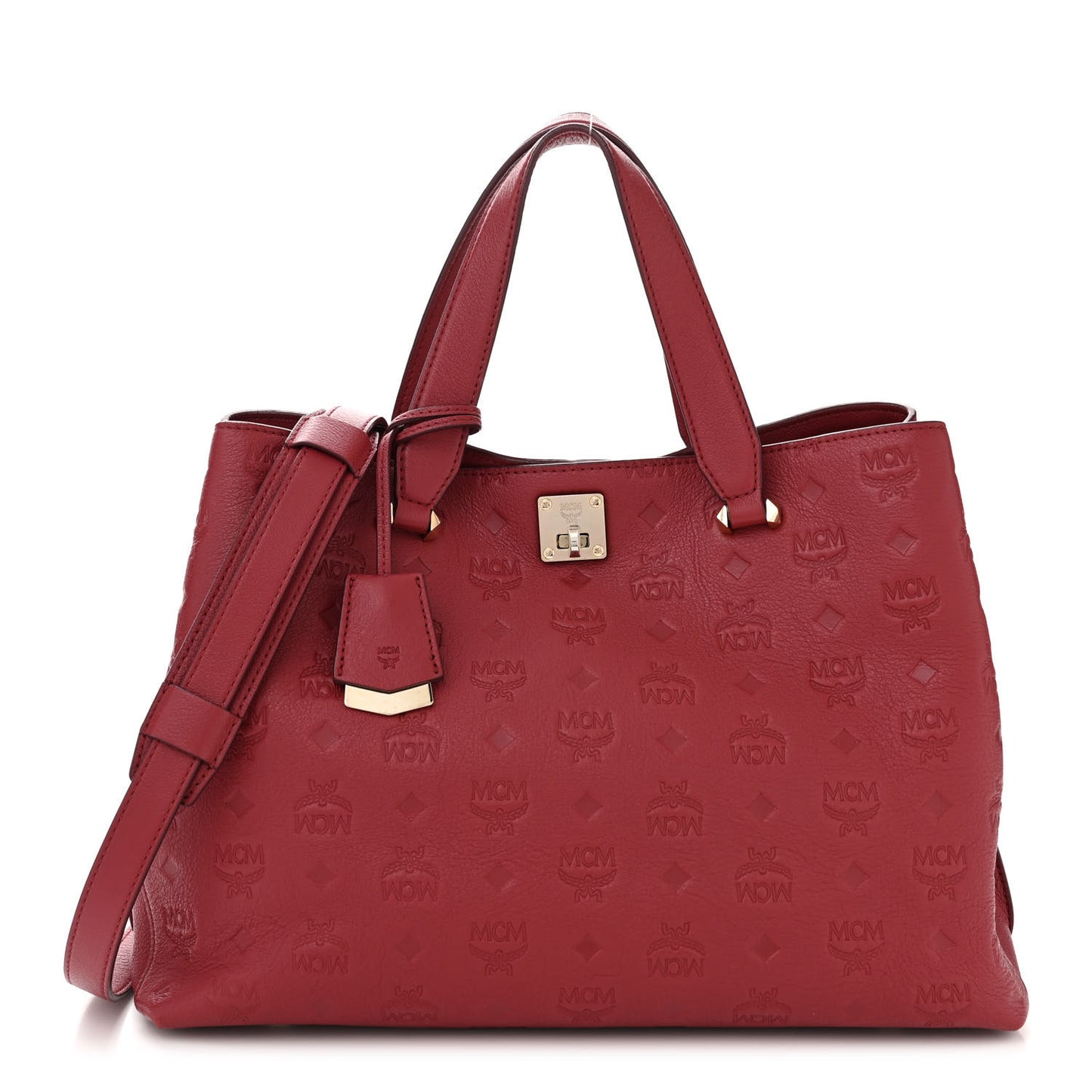 Calfskin Ottomar Monogram Large Essential Tote Red