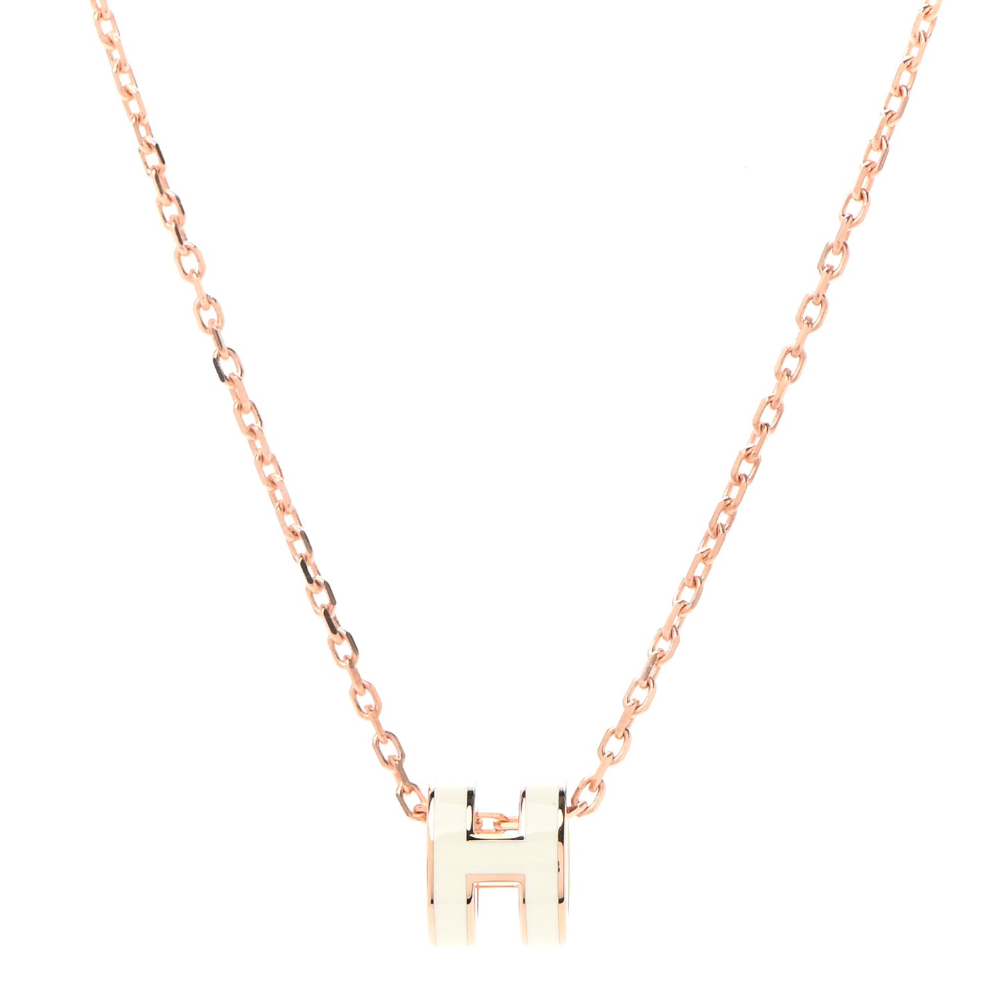 Lacquered Rose Gold Mini Pop H Pendant Necklace White