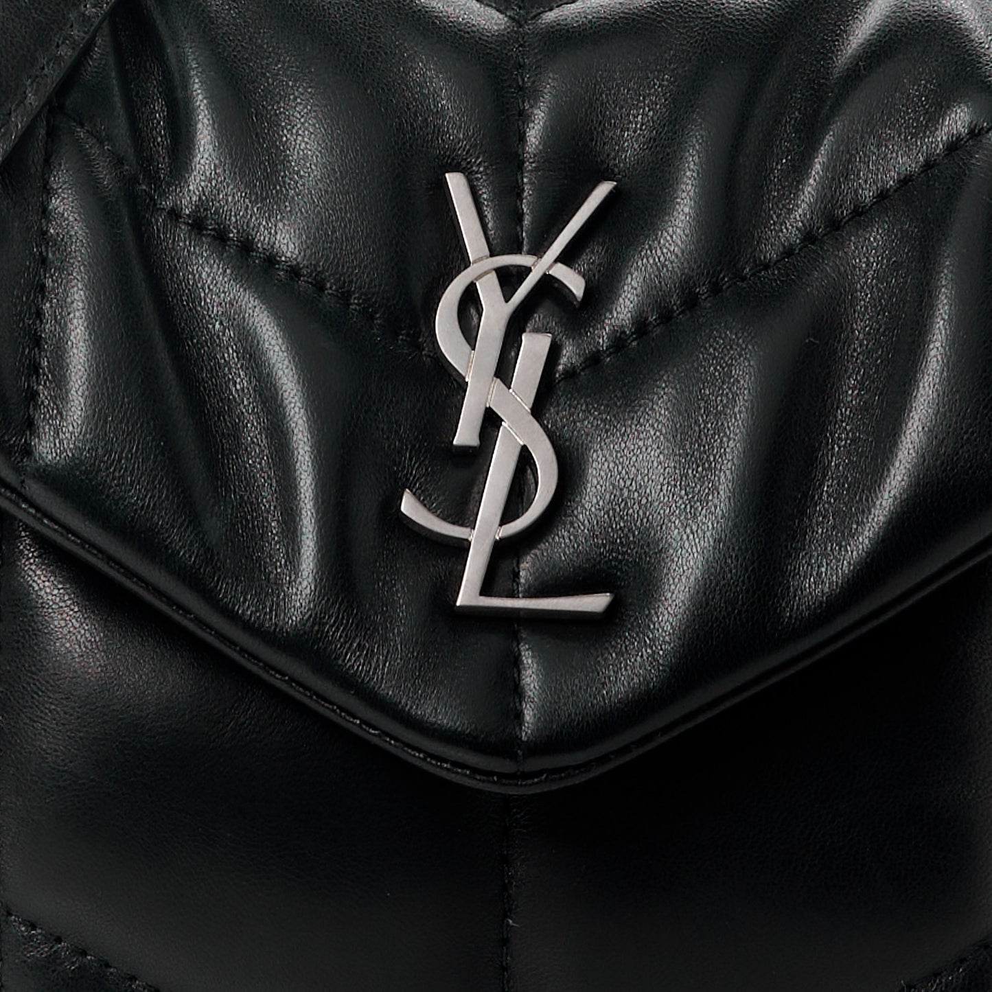 Lambskin Quilted Toy Loulou Puffer Monogram Chain Satchel Black