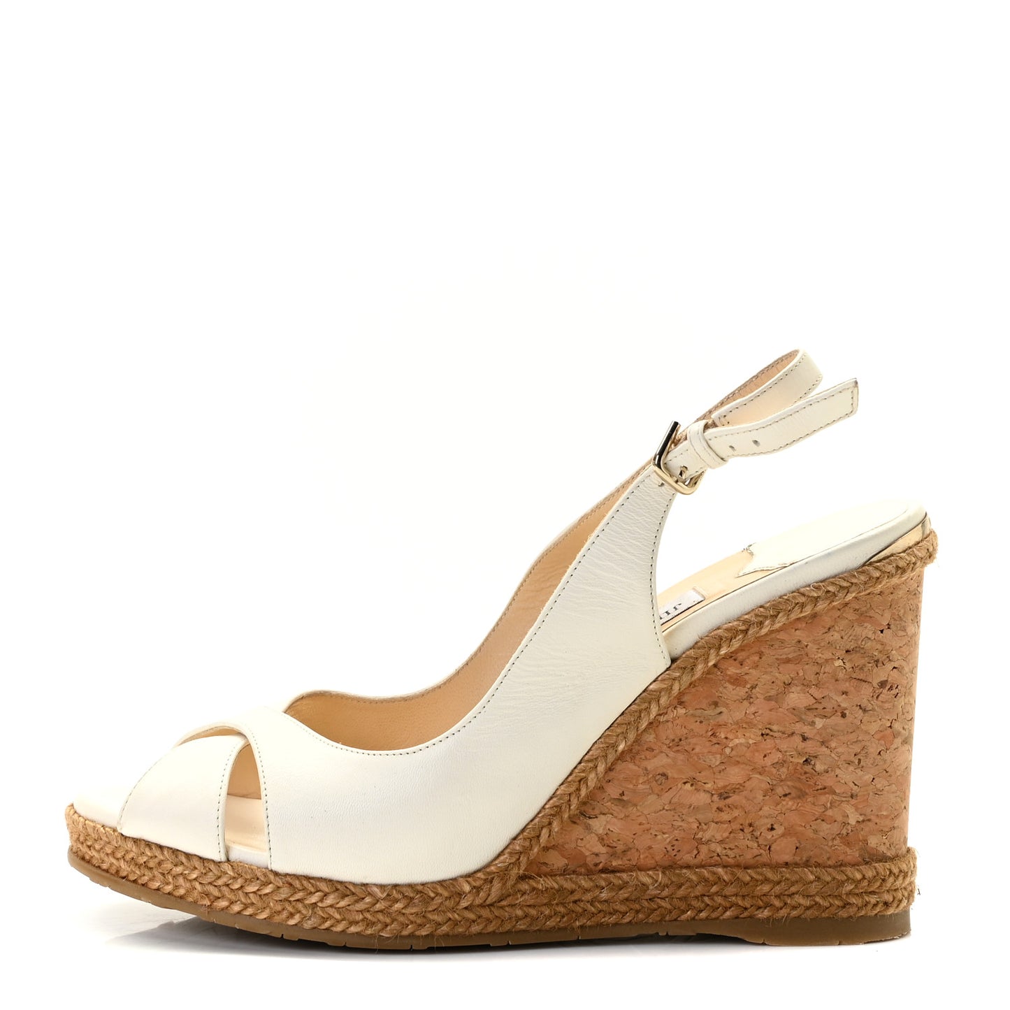 Nappa Cork Braided Amely 105 Wedge Sandals 40 Chalk
