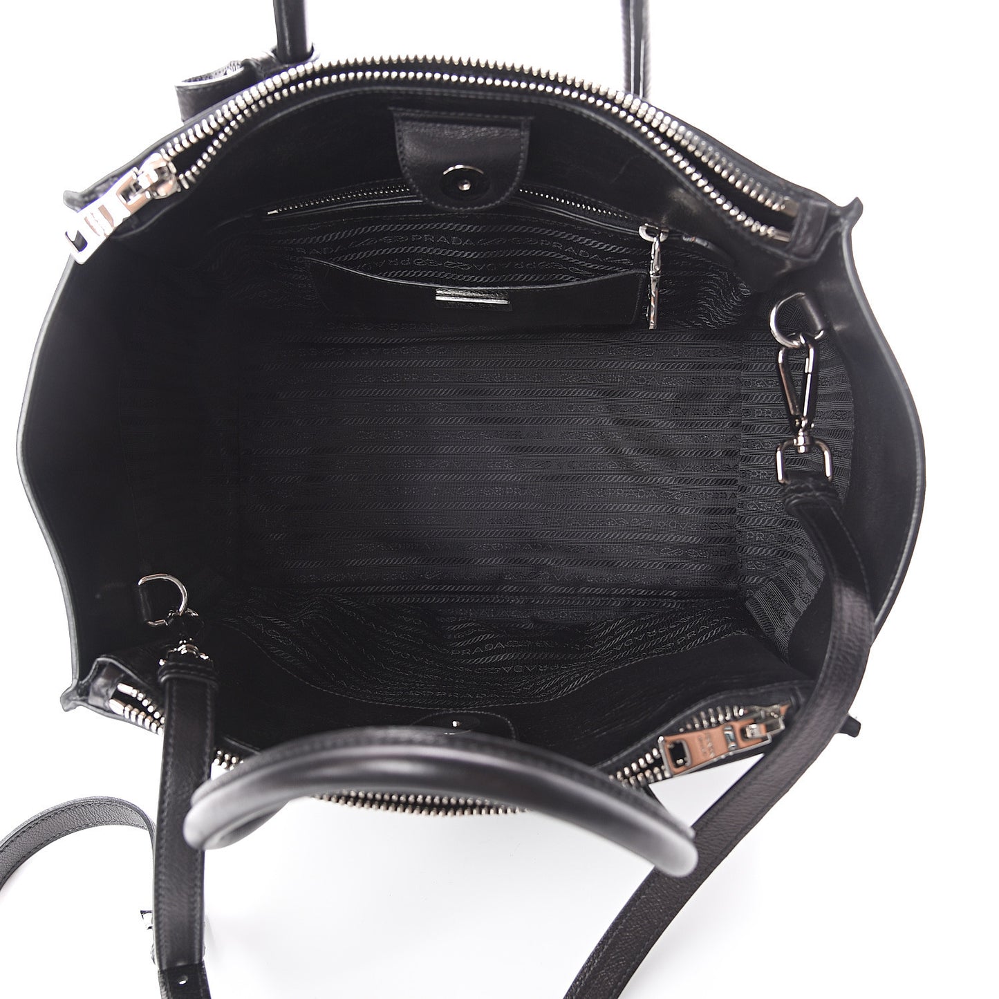 Glace Calf Twin Pocket Tote Black