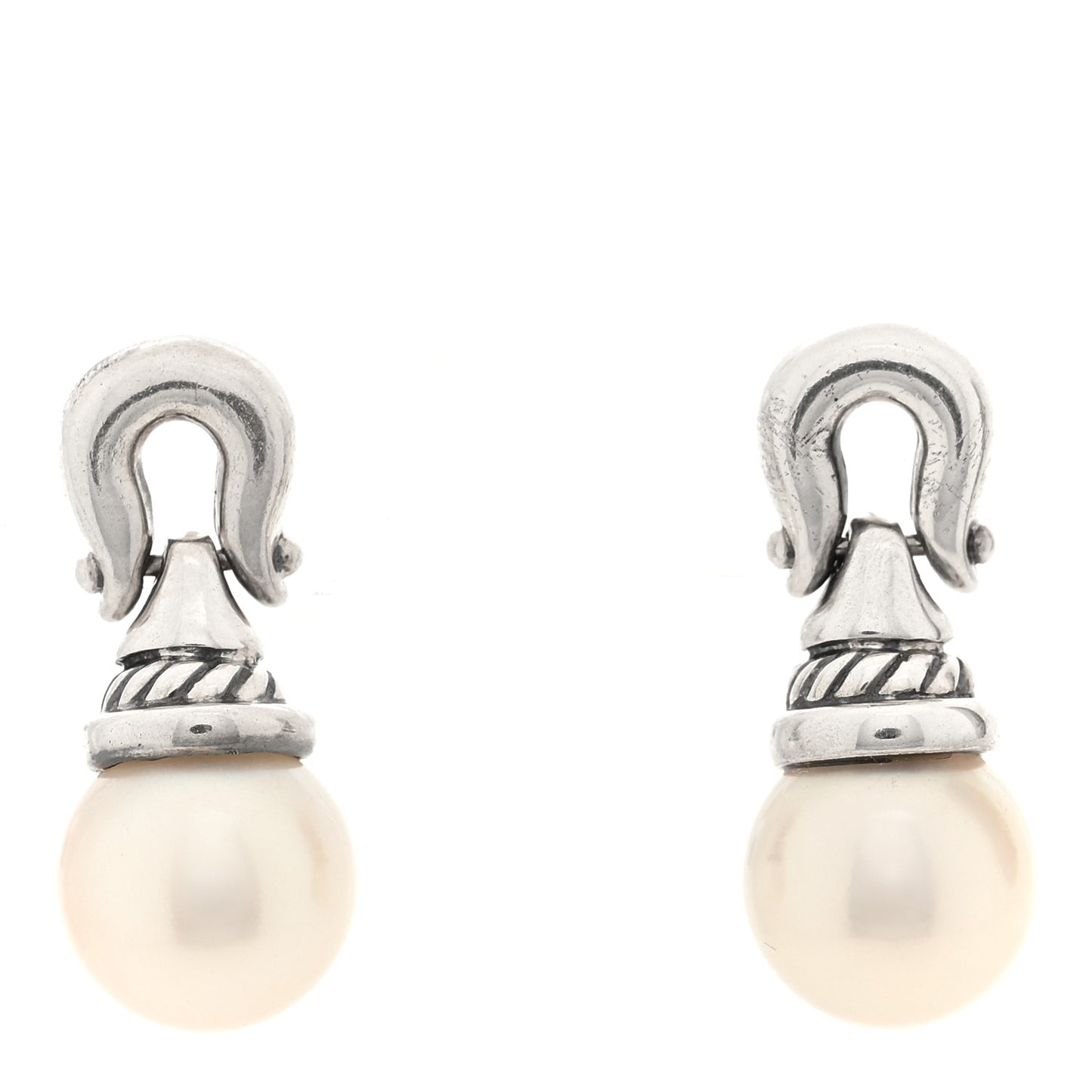 Sterling Silver Tahitian Pearl Pearl Buckle Drop Earrings