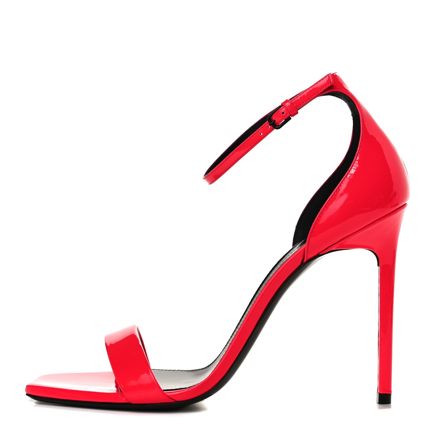 Saint Laurent Patent Calfskin Amber 105 Ankle Strap Sandals 41 Fuchsia Fluo 1 of 9