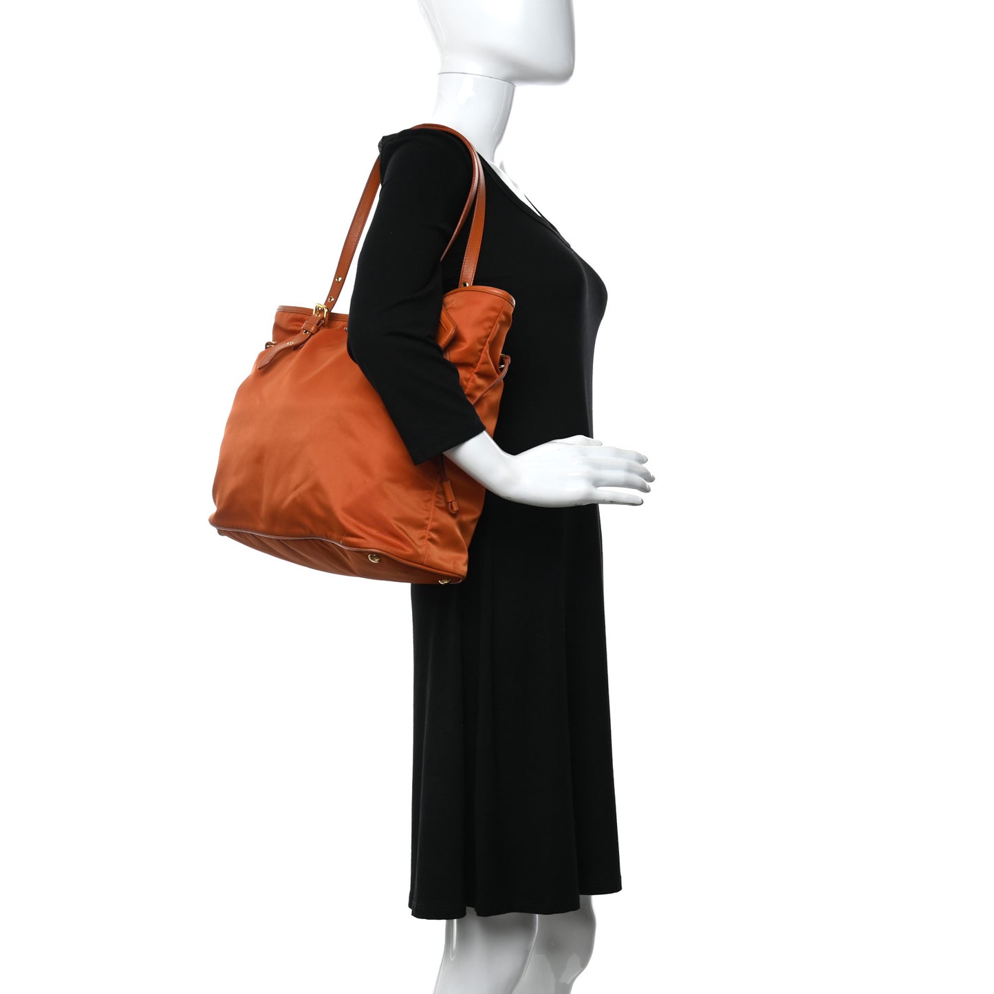 Tessuto Nylon Saffiano Tote Papaya