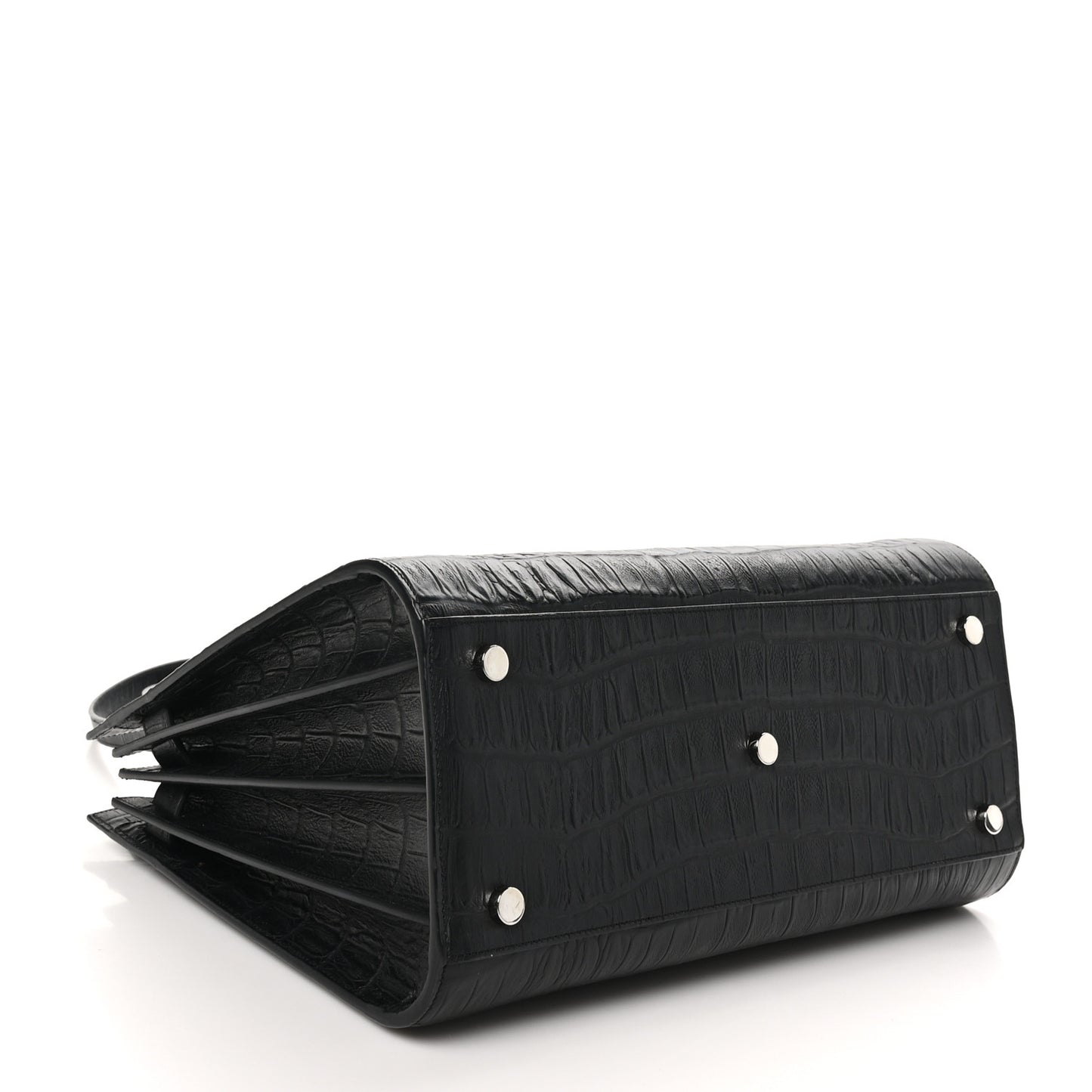 Calfskin Crocodile Embossed Small Sac de Jour Black