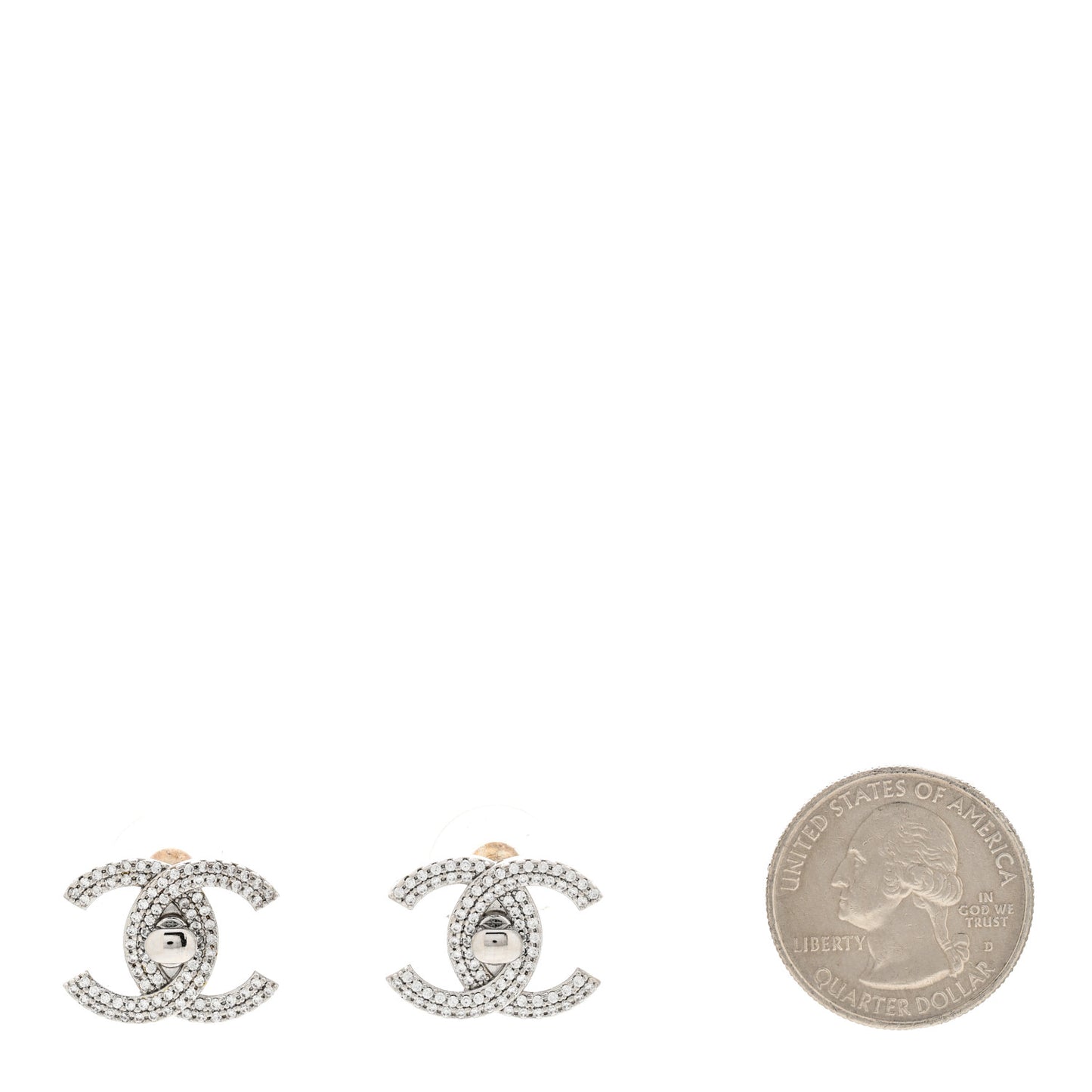 Crystal CC Turnlock Earrings Silver