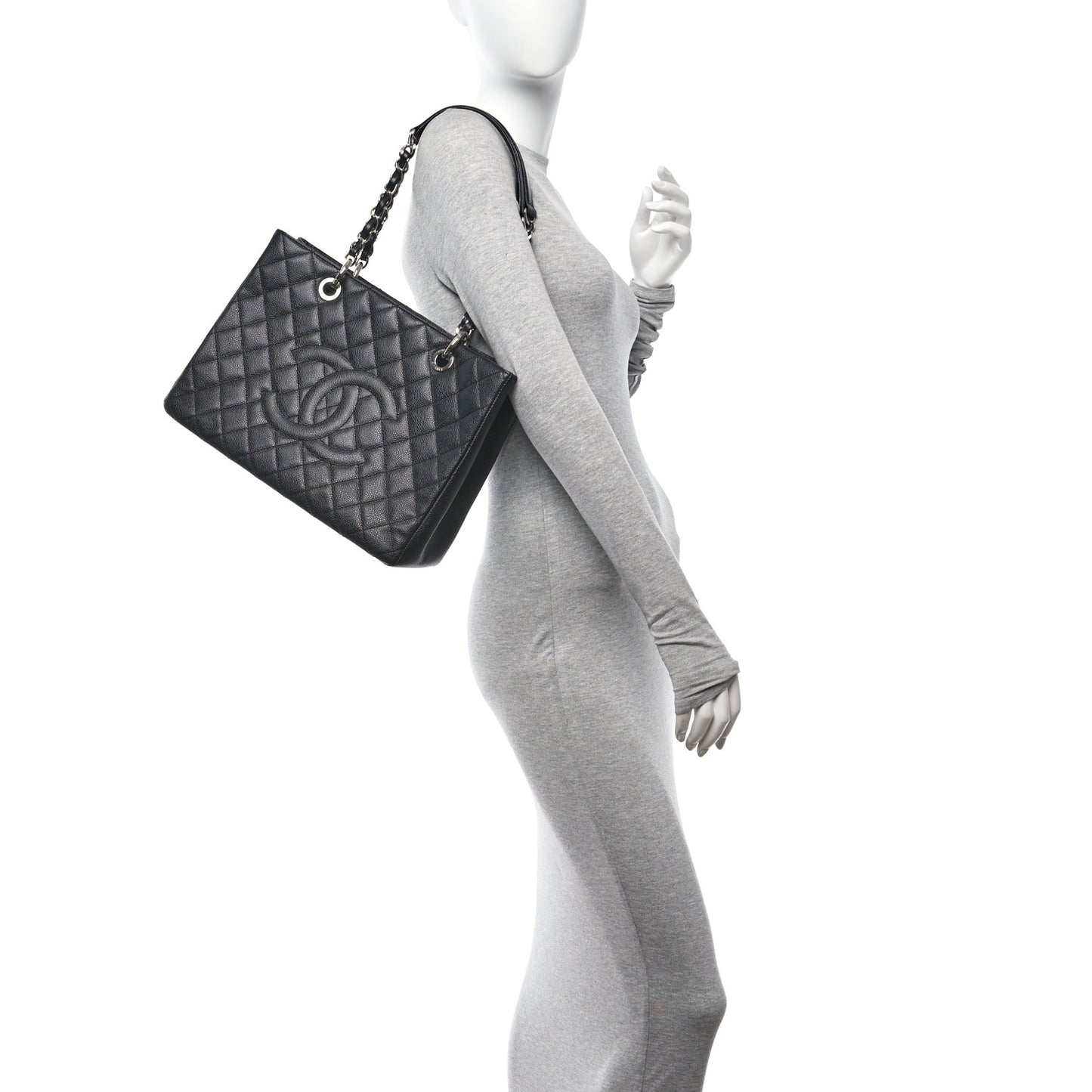 Caviar Quilted Grand Shopping Tote GST Black