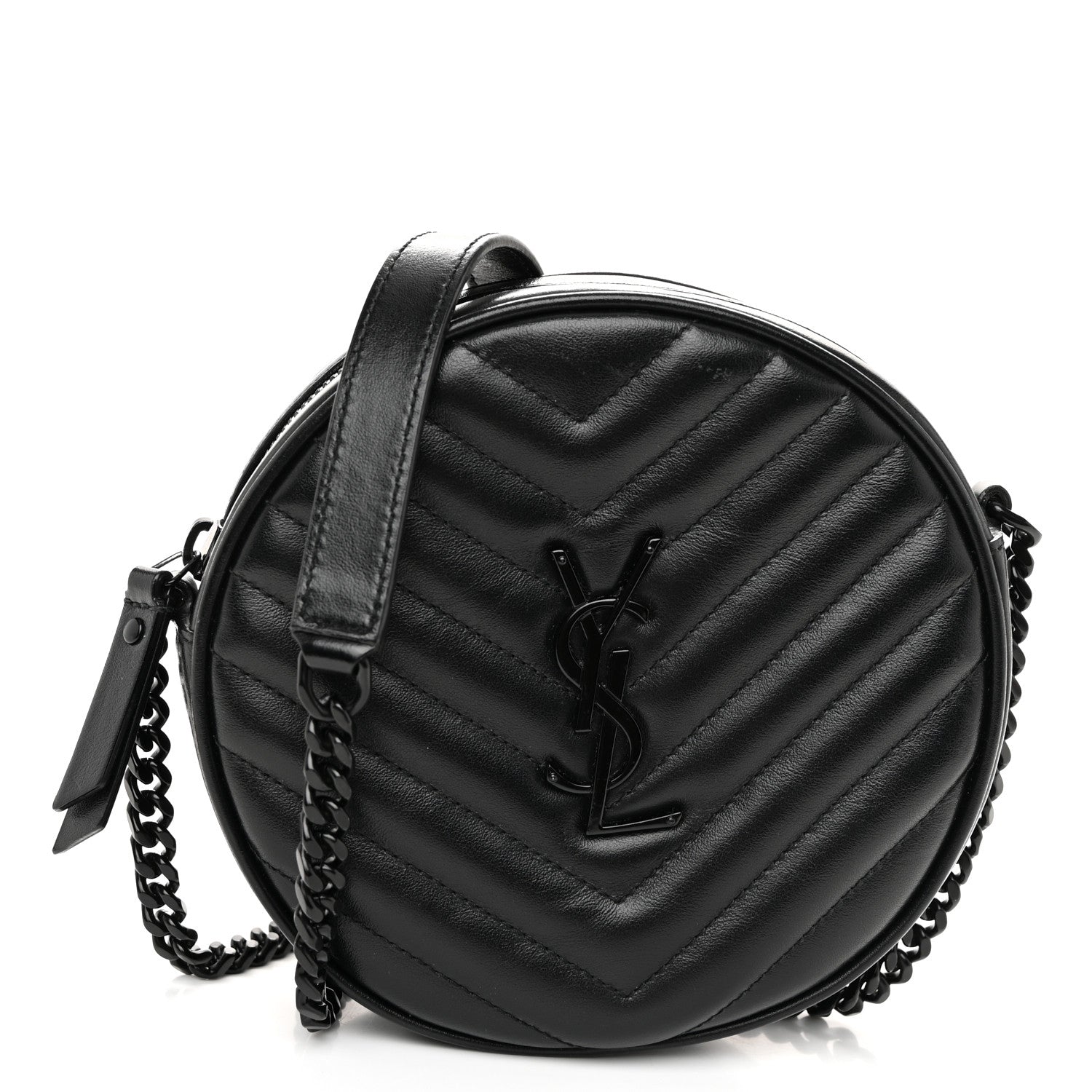 Saint Laurent Calfskin Matelasse Chevron Round Vinyle Camera Bag Black 1 of 10