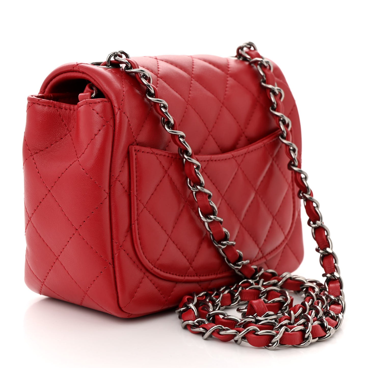 Lambskin Quilted Mini Square Flap Red