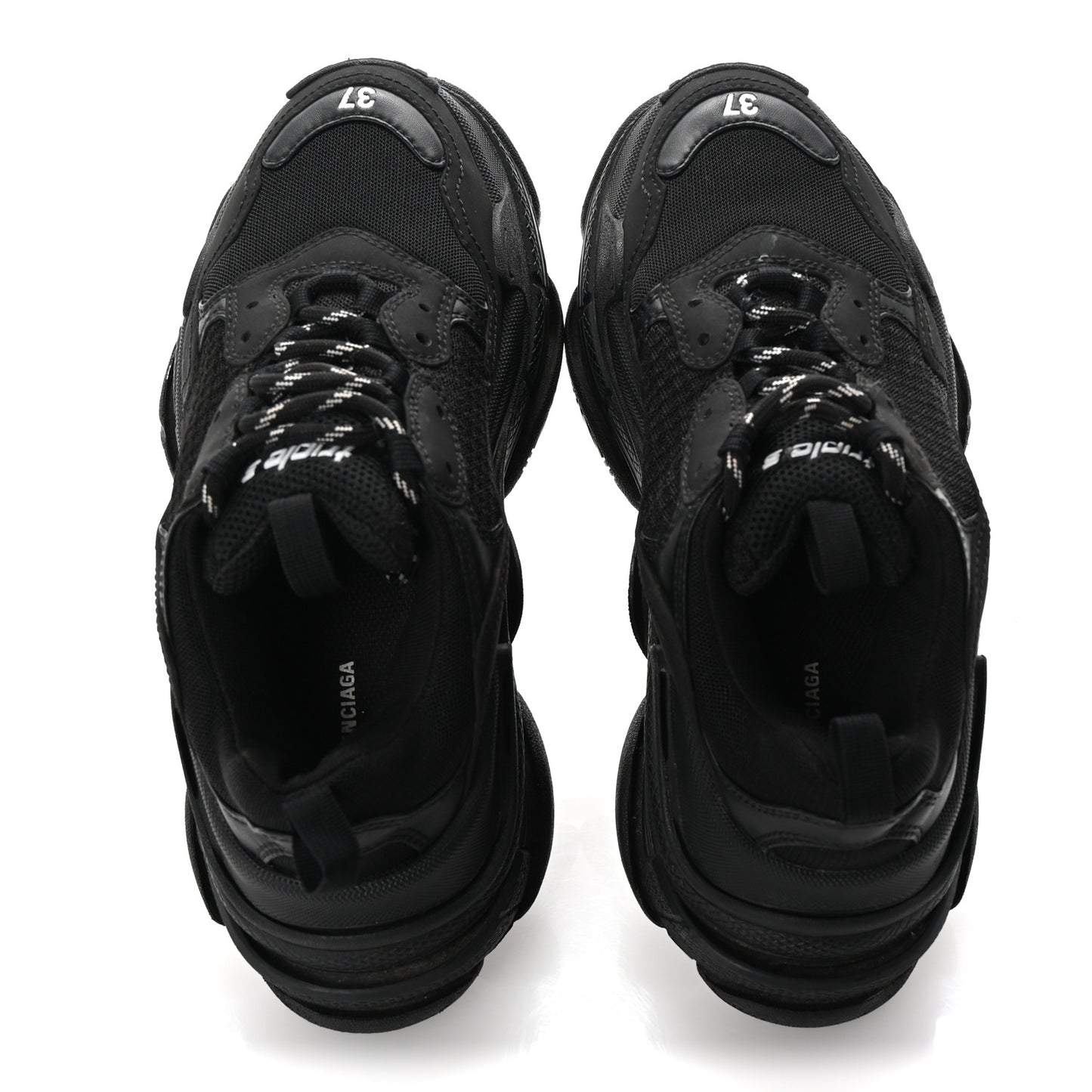 Fabric Mesh Womens Triple S Sneakers 37 Black