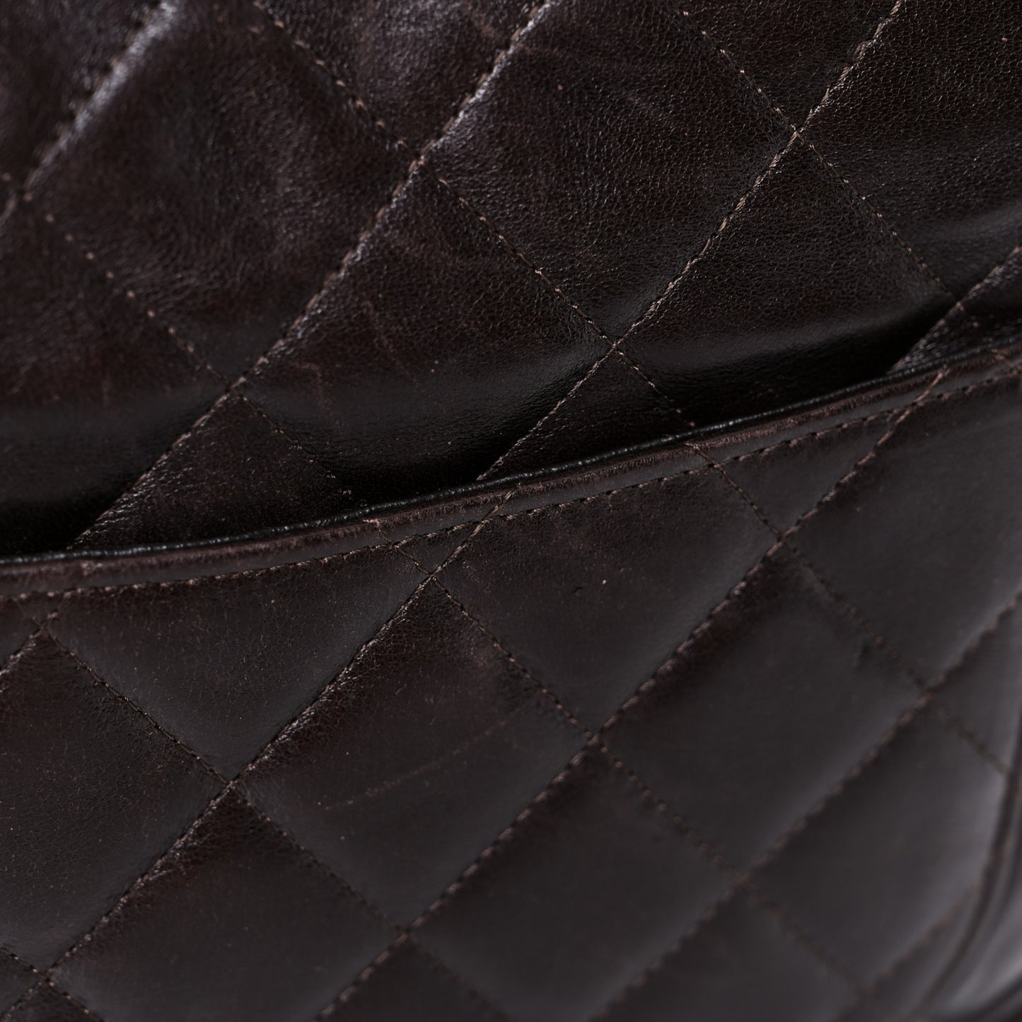 Washed Lambskin Quilted Jumbo Hybrid Reissue Flap Dark Brown