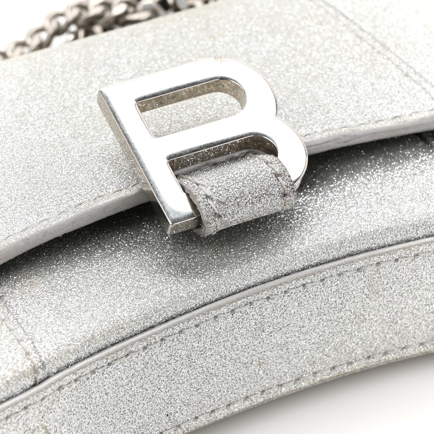 Balenciaga Sparkling Fabric XS Hourglass Wallet On Chain Silver 14 of 17