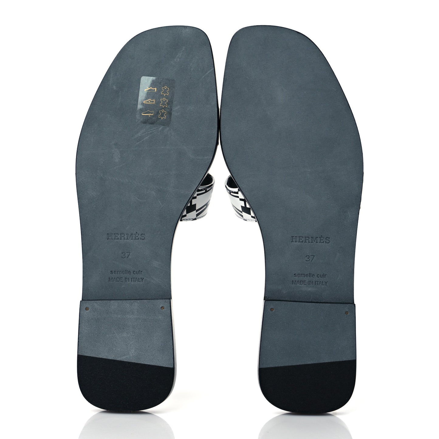 Calfskin Printed Op'H Oran Sandals 37 Black White