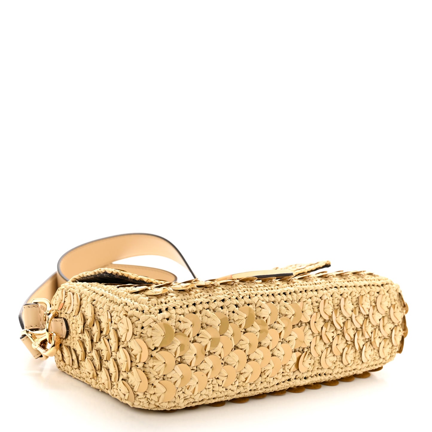 Sequin Macrame Baguette Beige Gold