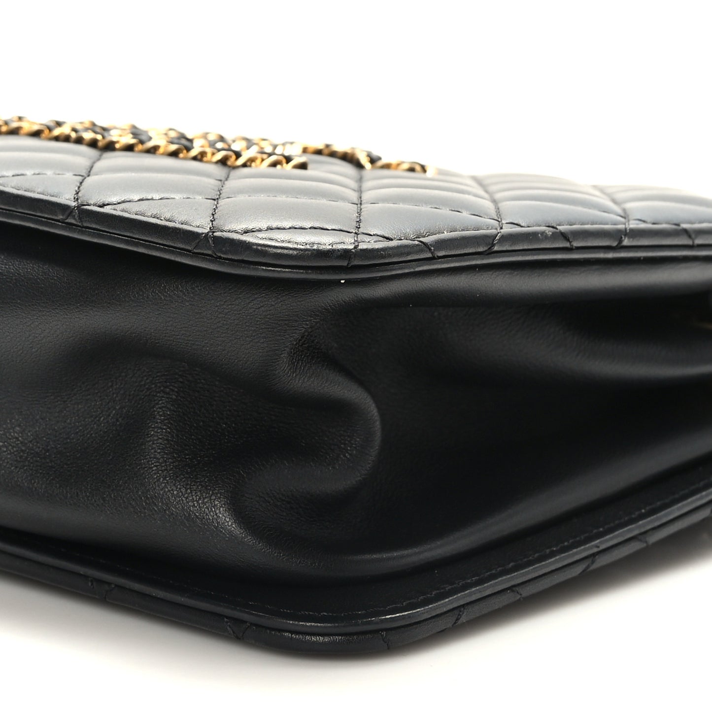 Calfskin Quilted CC Chain Accordion Tote Black