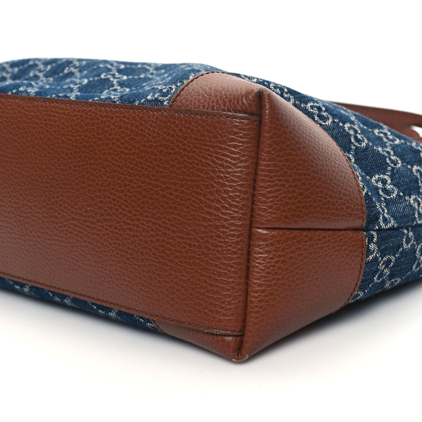 New Denim GG Monogram Medium Ophidia Shopping Tote Blue Tea Cuir