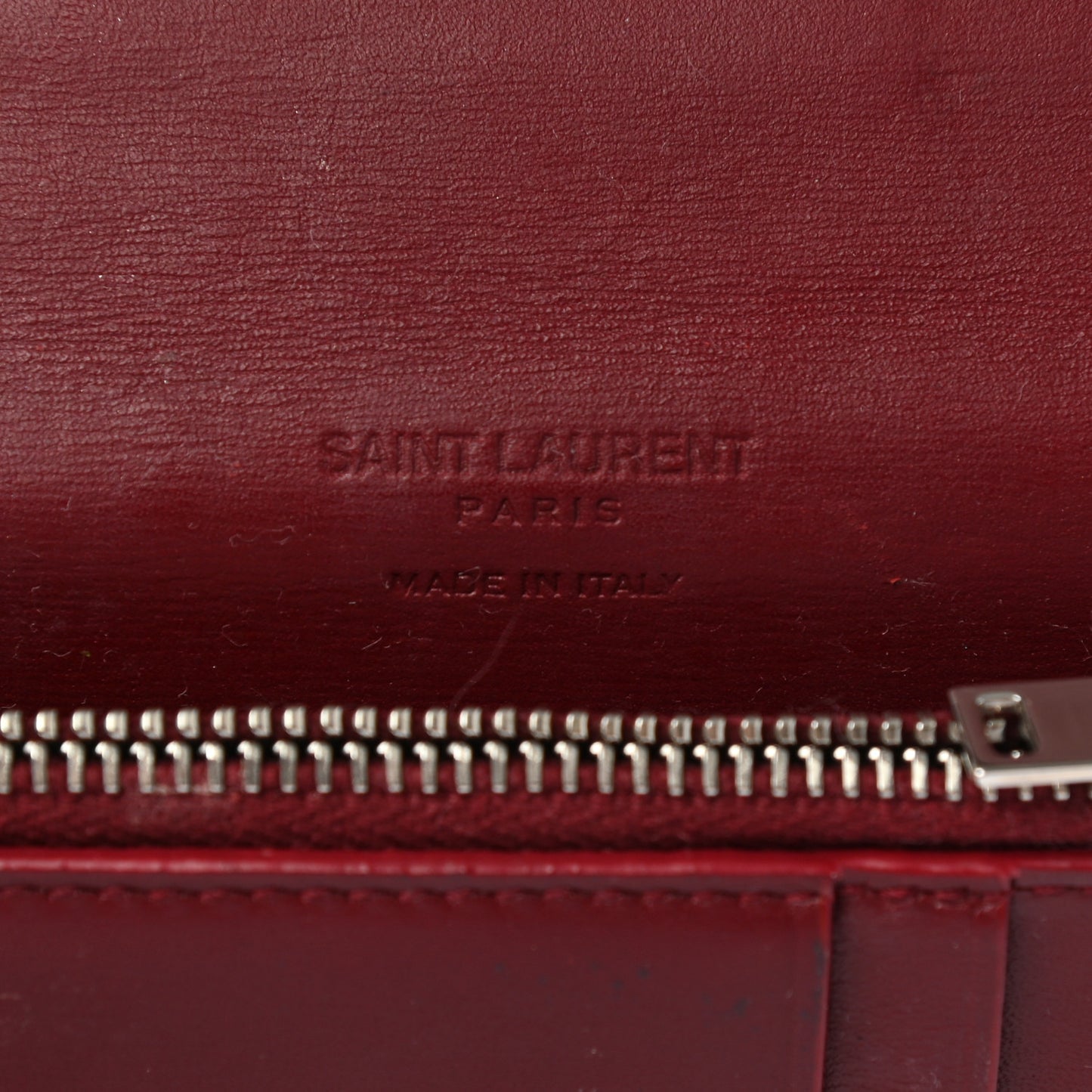 Calfskin Fragments Flap Wallet Dark Red