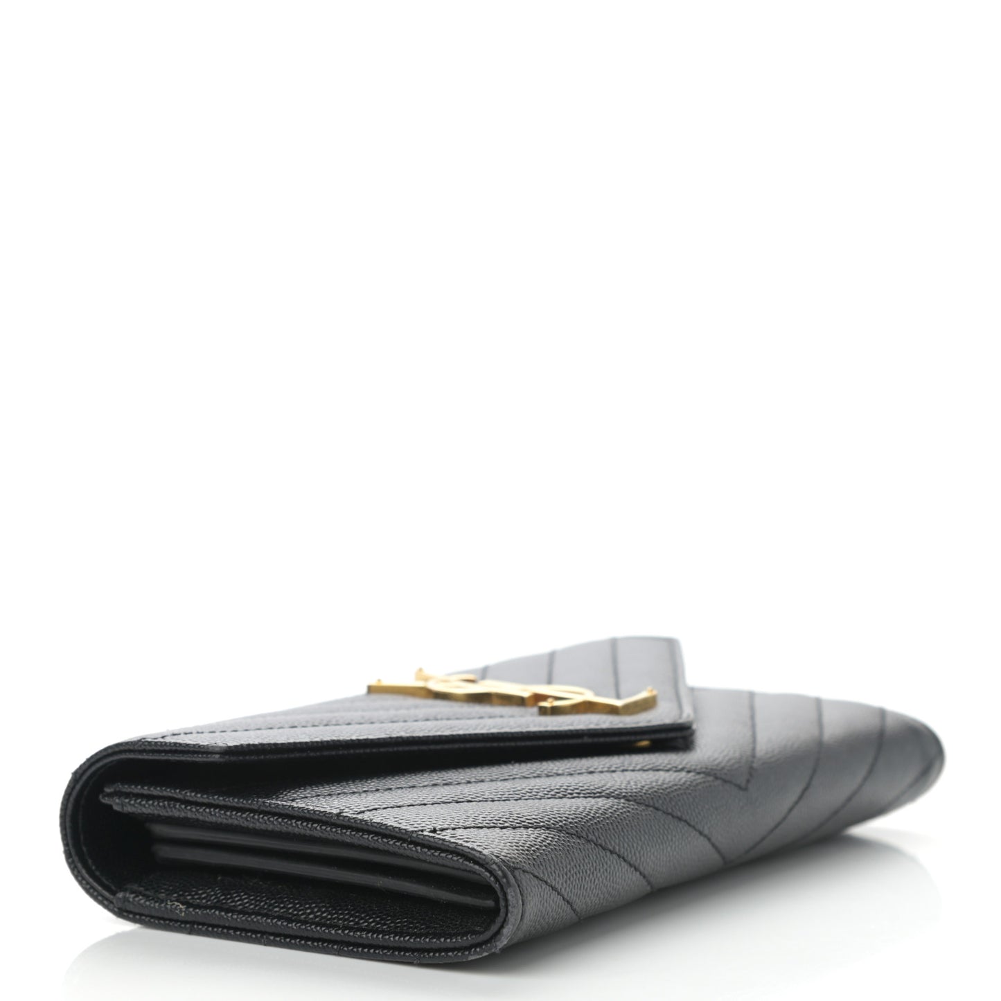 Grain De Poudre Matelasse Chevron Monogram Flap Wallet Black
