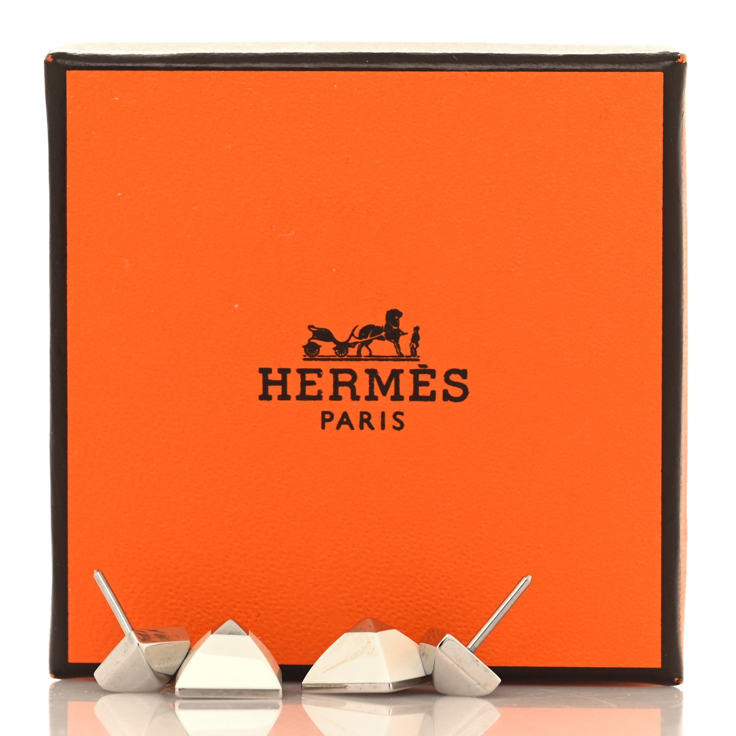 Hermes Palladium Medor Folk Earrings White 5 of 5