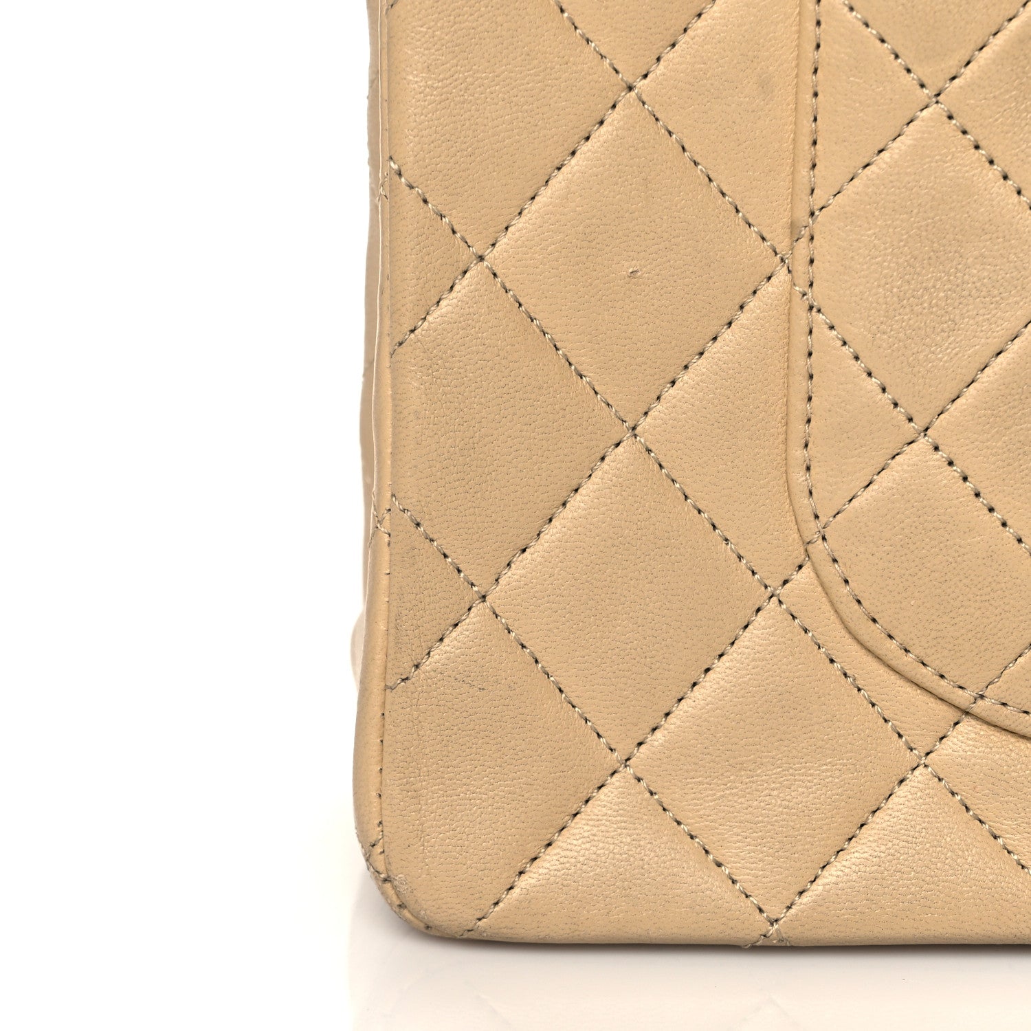 Chanel Lambskin Quilted Medium Double Flap Beige 14 of 24