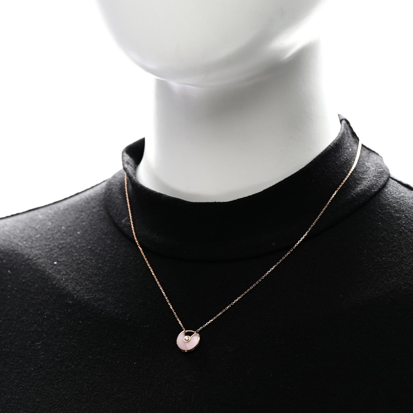 18K Pink Gold Diamond Pink Opal XS Amulette de Cartier Pendant Necklace