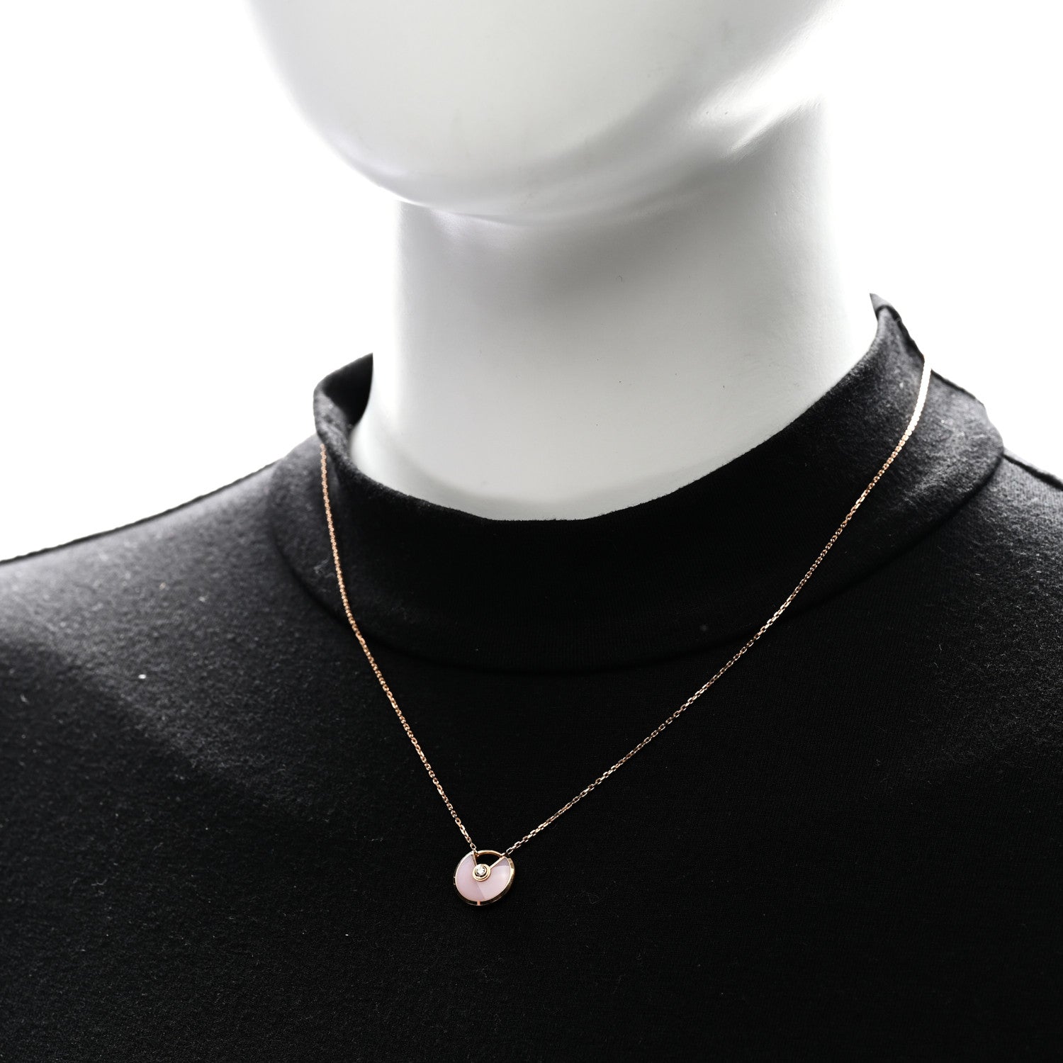 Cartier 18K Pink Gold Diamond Pink Opal XS Amulette de Cartier Pendant Necklace 2 of 4