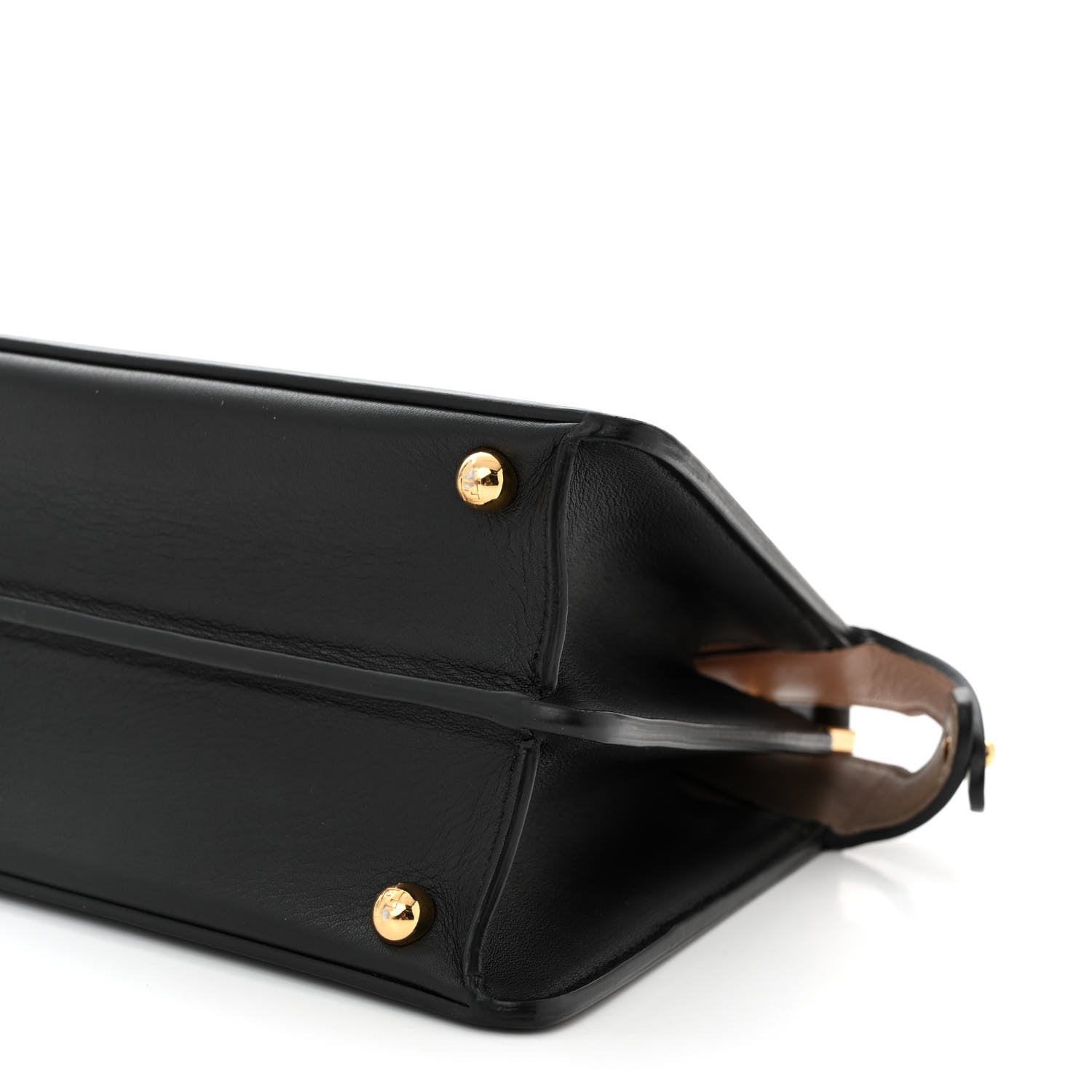 Fendi Vitello Seta Nappa Bi-Color Small Peekaboo I SEE U Satchel Black Light Rose Tortora 10 of 11