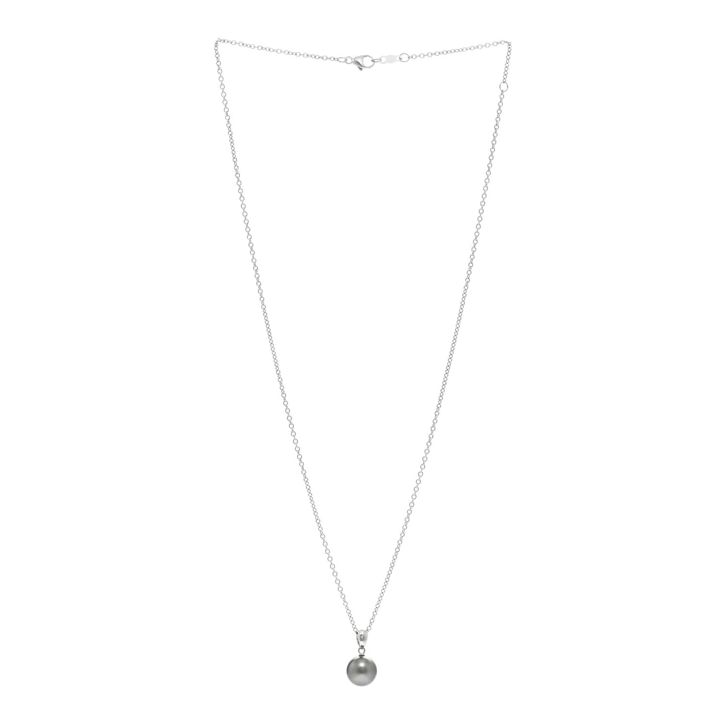 18K White Gold Black South Sea Pearl 9mm Pendant Necklace