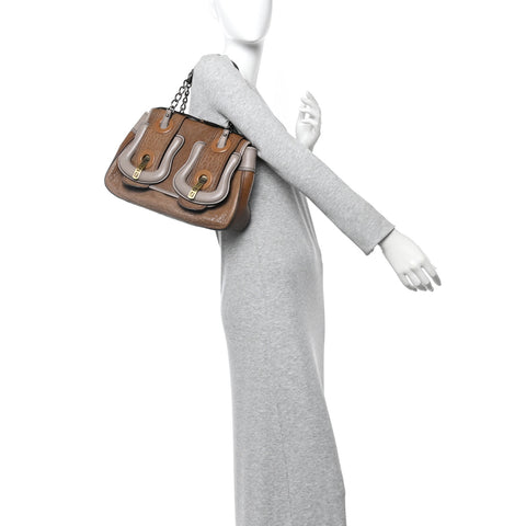 Calfskin B Bag Brown Grey
