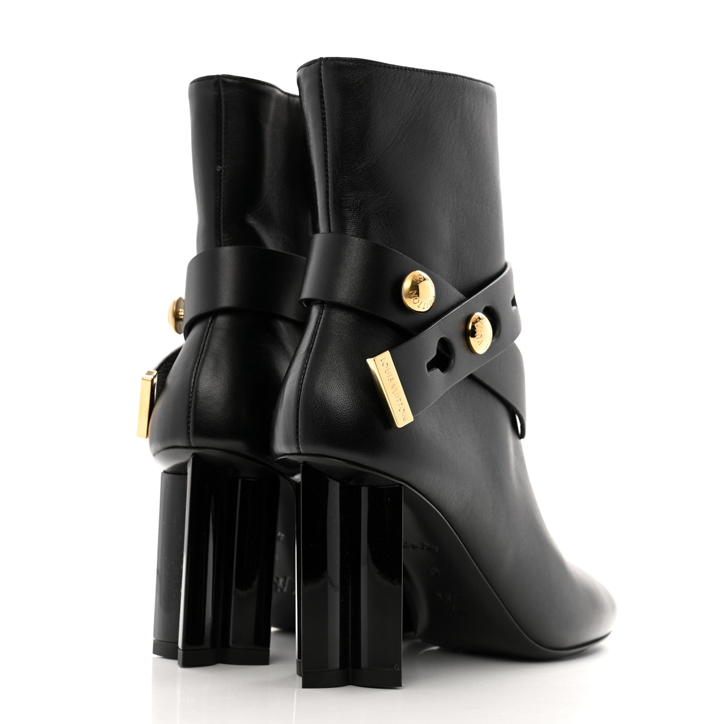 Calfskin Belted Silhouette Ankle Boots 38 Black