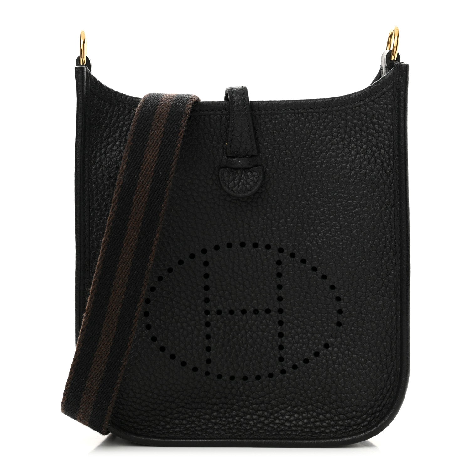 Hermes Taurillon Clemence Amazone Evelyne TPM Black Chocolate 1 of 13