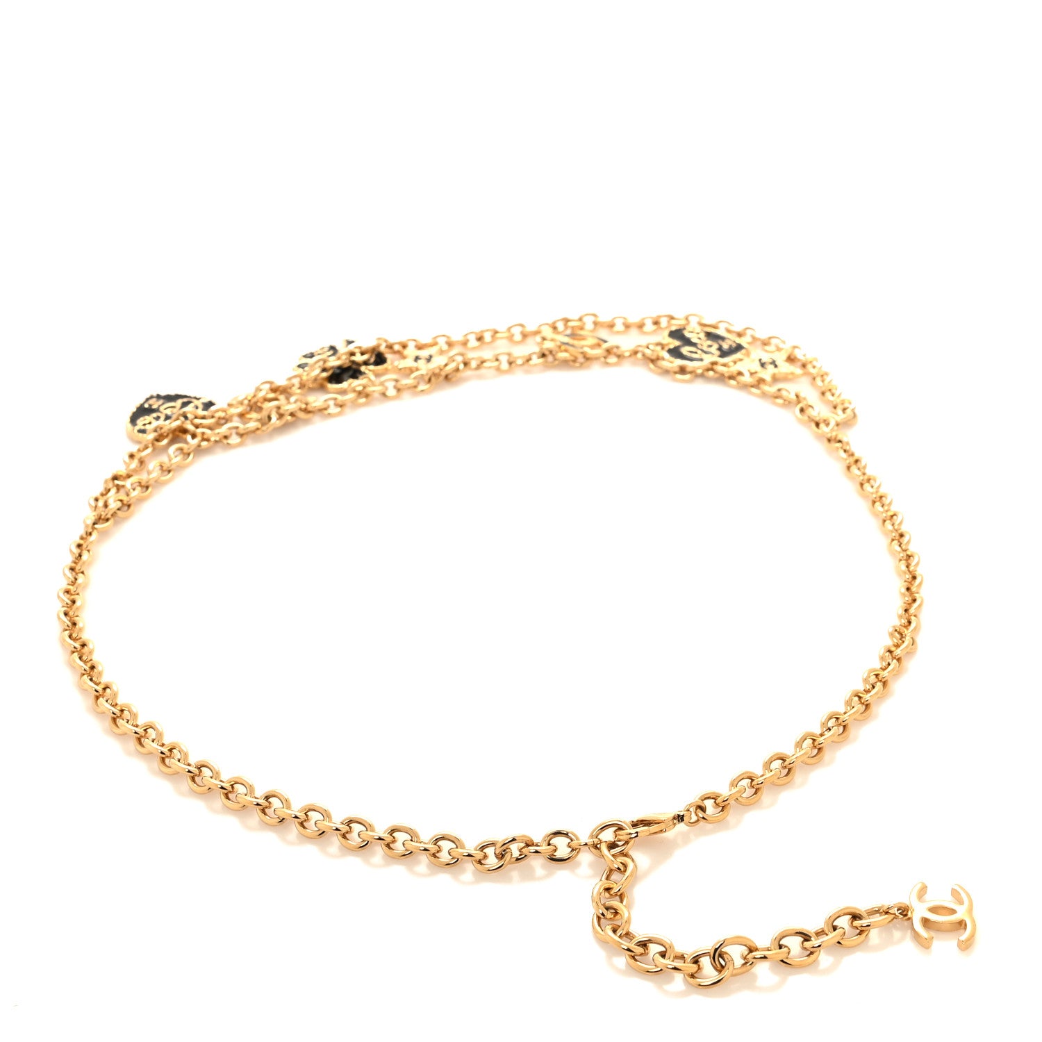 Chanel Enamel Coco Heart CC Star Chain Belt 80 Gold Black 2 of 4