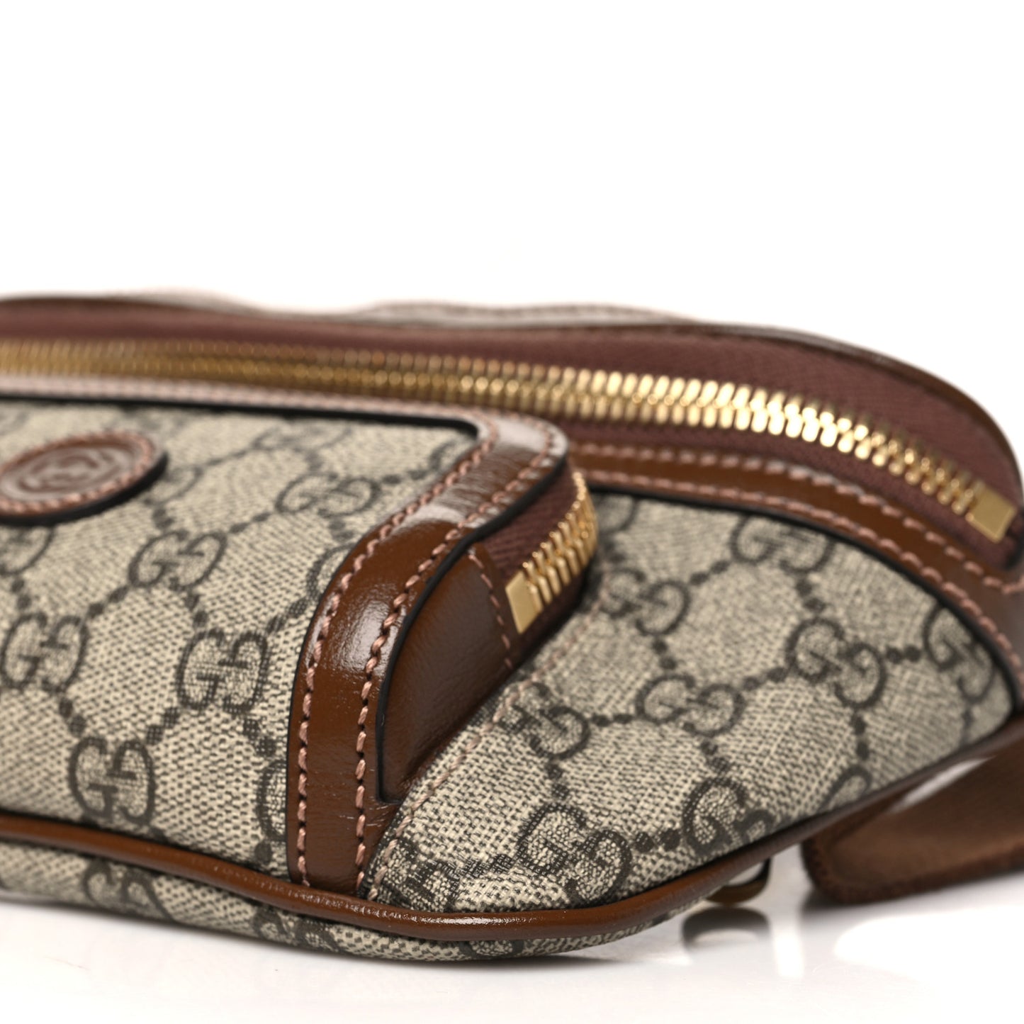 GG Supreme Monogram Textured Calfskin Retro Interlocking G Belt Bag Beige Ebony Brown Sugar